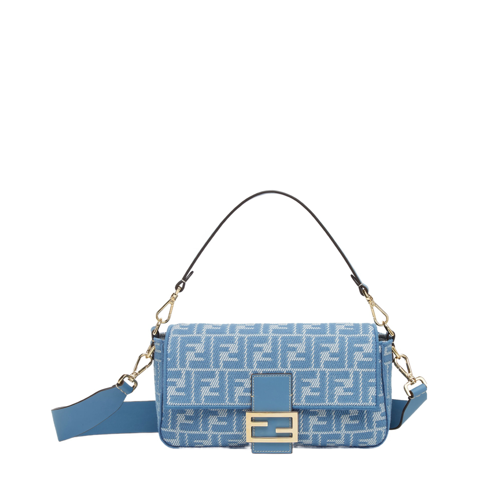Baguette
Blue Denim Effect FF Jacquard Bag - Image 1