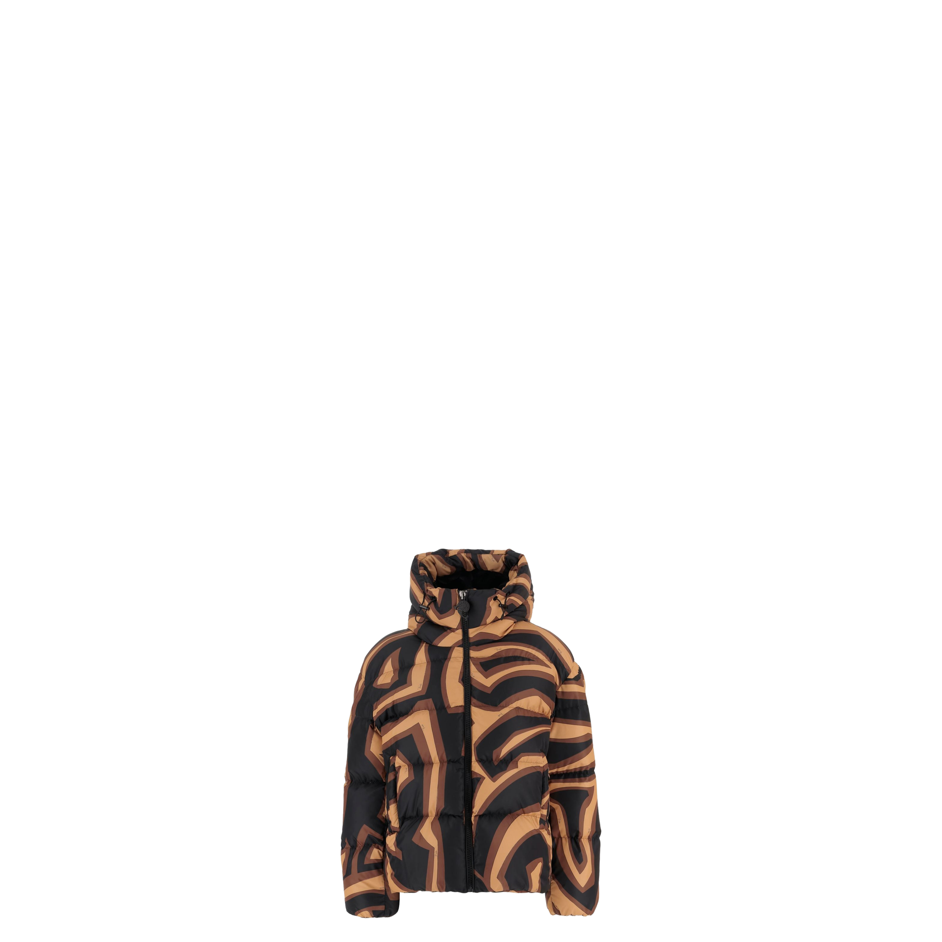Printed Nylon Down Jacket In Brown - Image 1