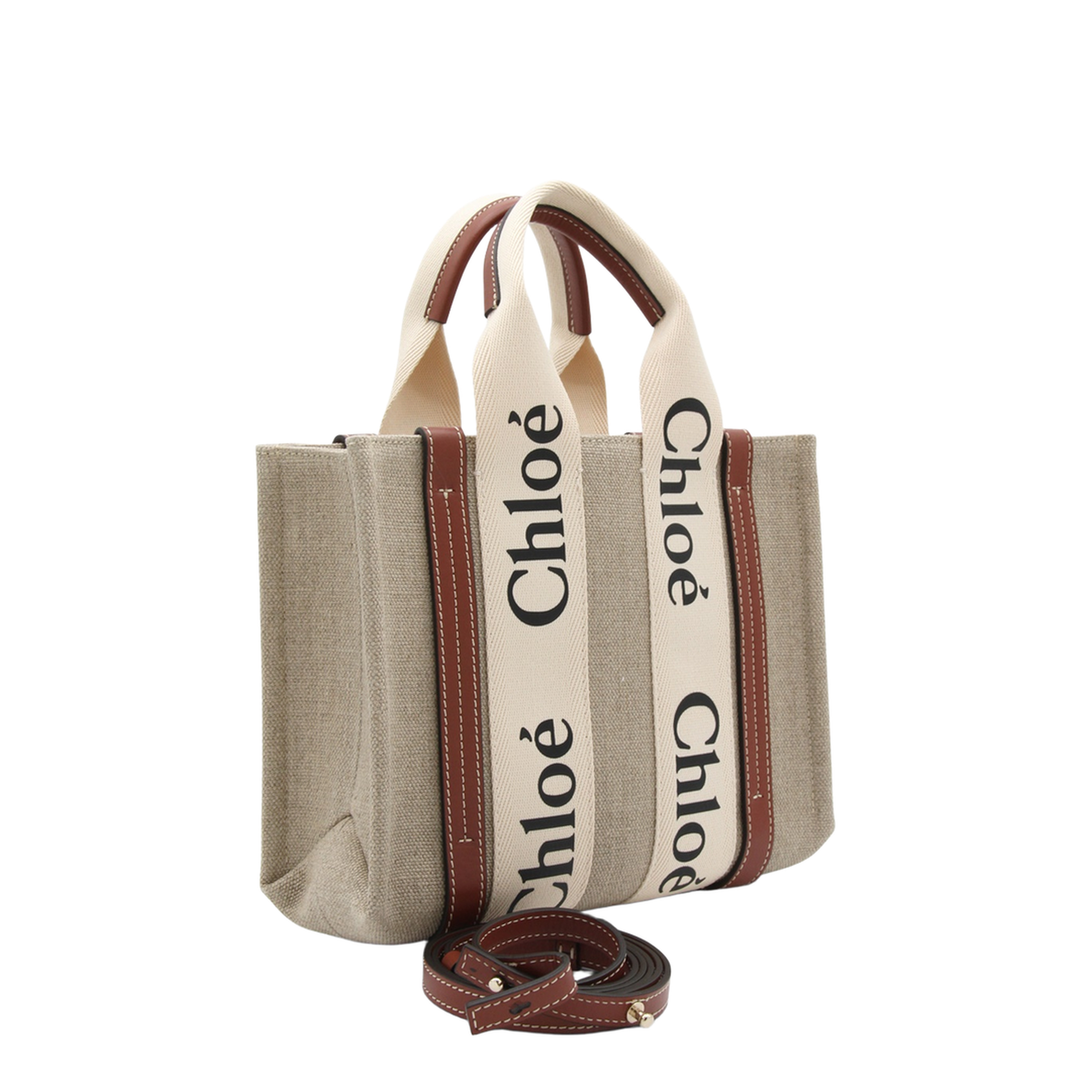 Woody Small Linen Canvas Tote - Marrón - Image 2