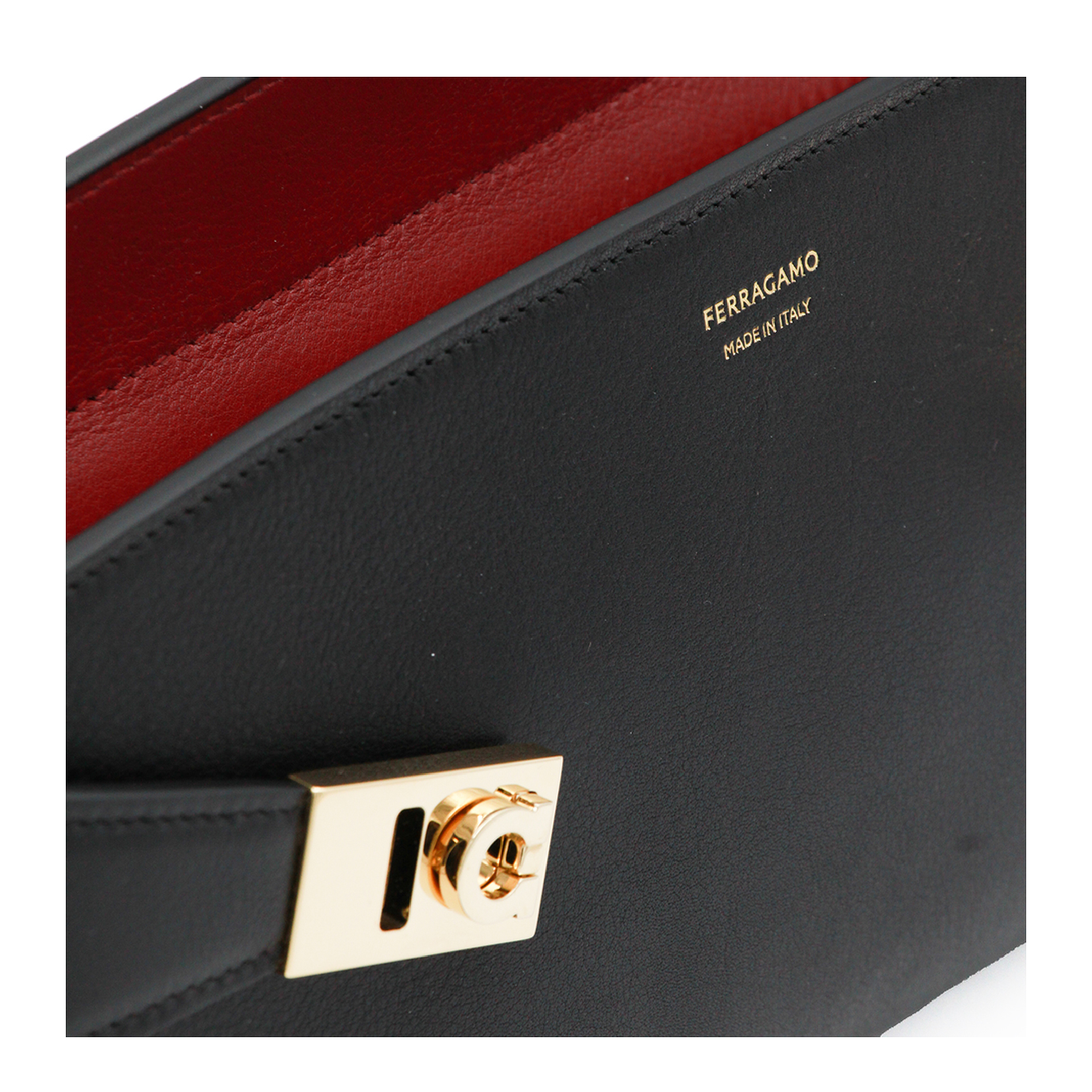 Hug East-West Calfskin Shoulder Bag - Black / Burgundy - Image 7