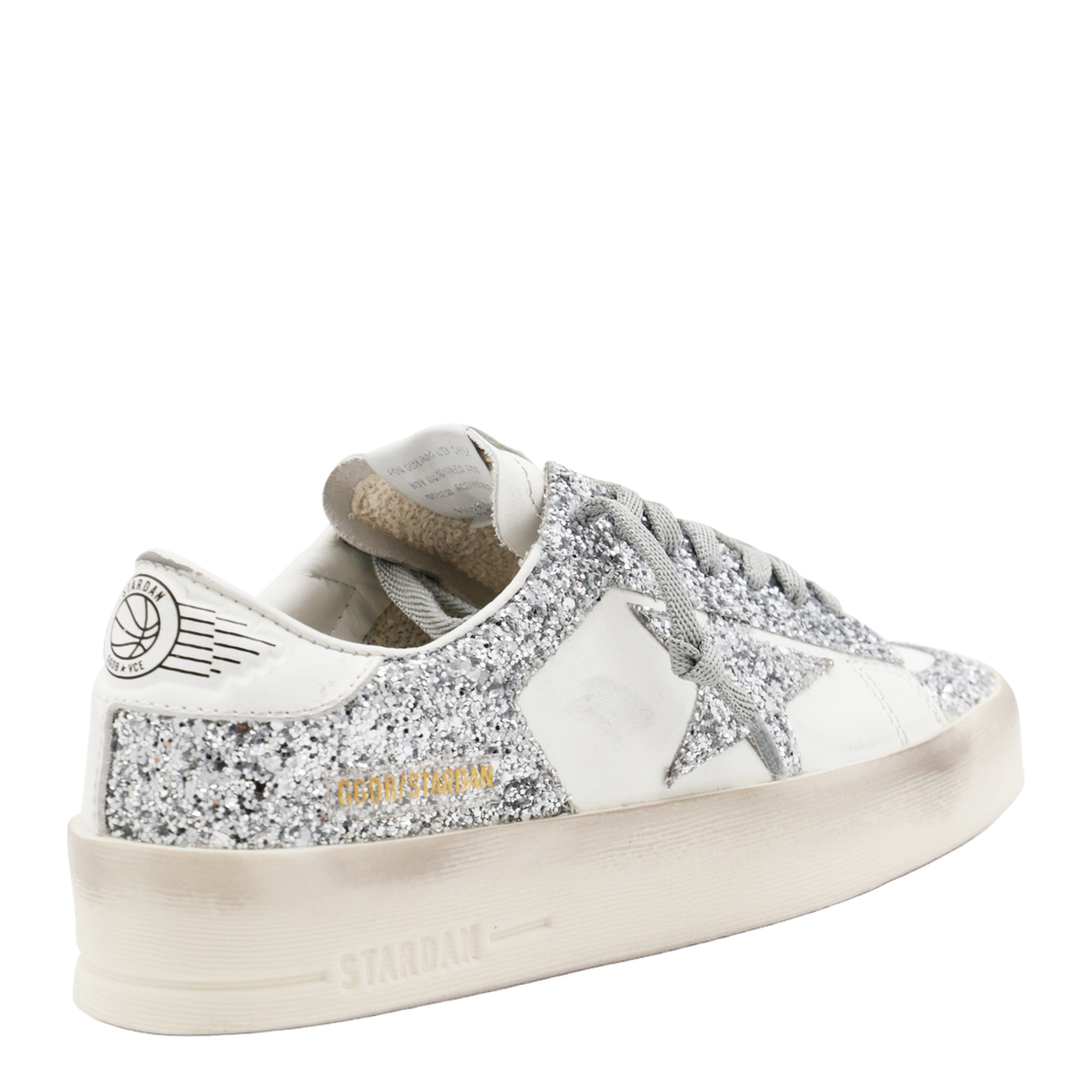 Stardan Sneakers in White and Silver Glitter - Image 3