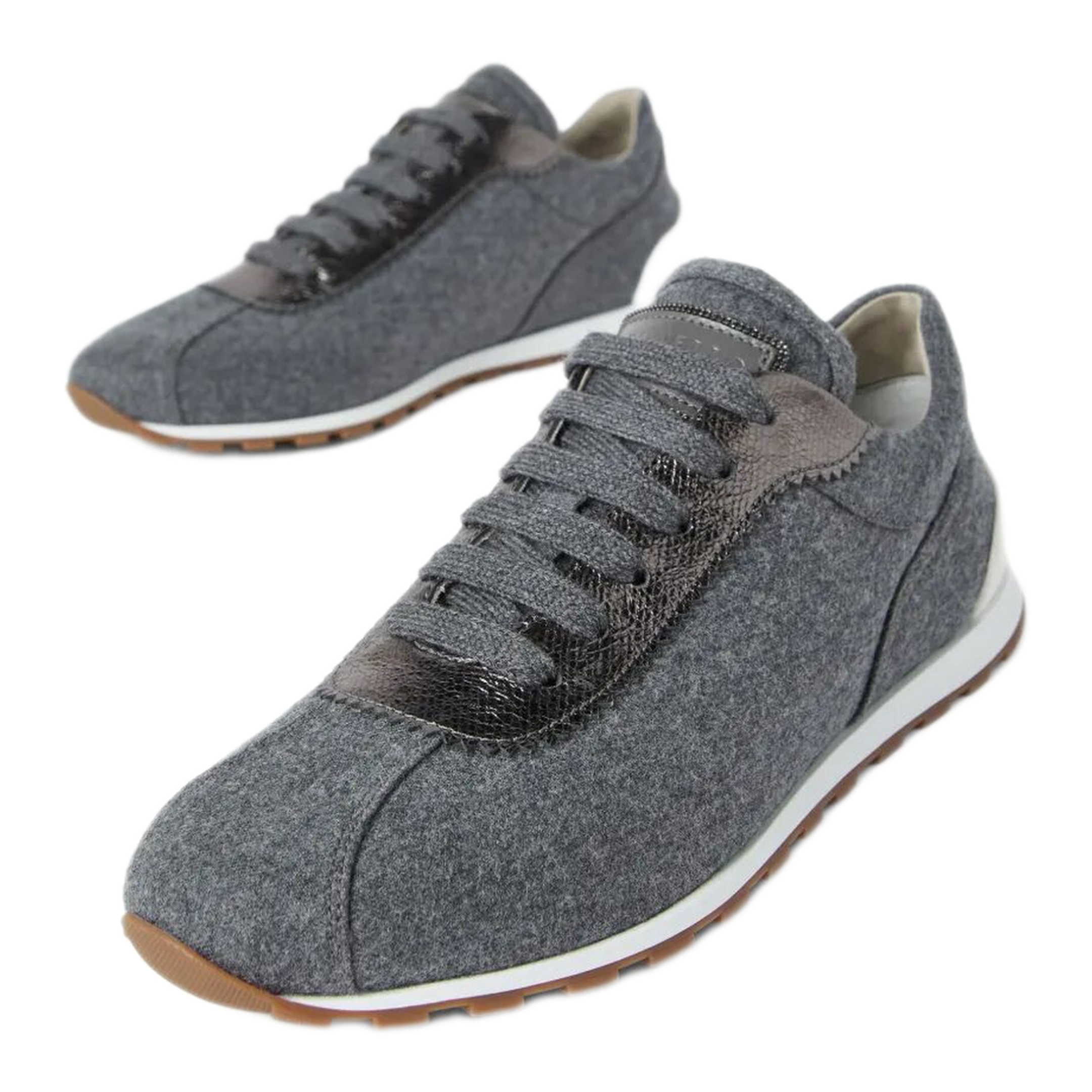 Virgin Wool Flannel and Lamé Calfskin Runners with Monili - Image 5
