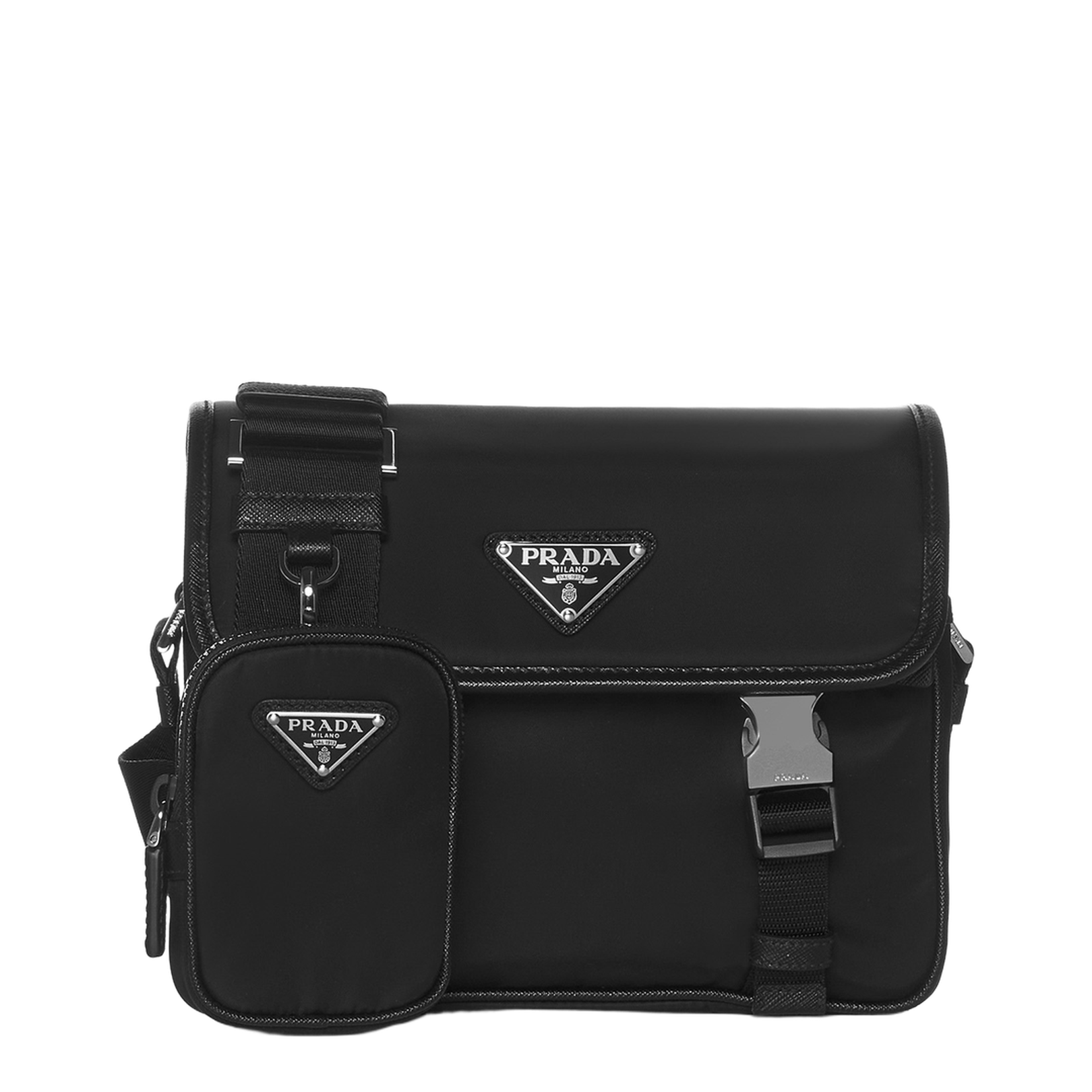 Black Re-Nylon and Saffiano Leather Shoulder Bag - Image 1