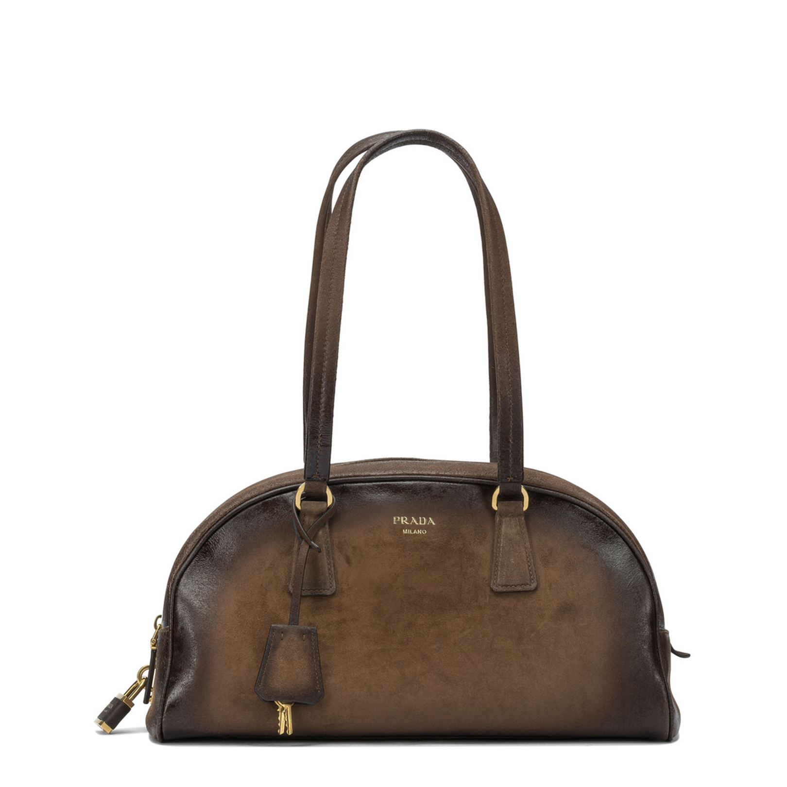 Bowling Medium Suede Handbag - Cocoa Brown - Image 1