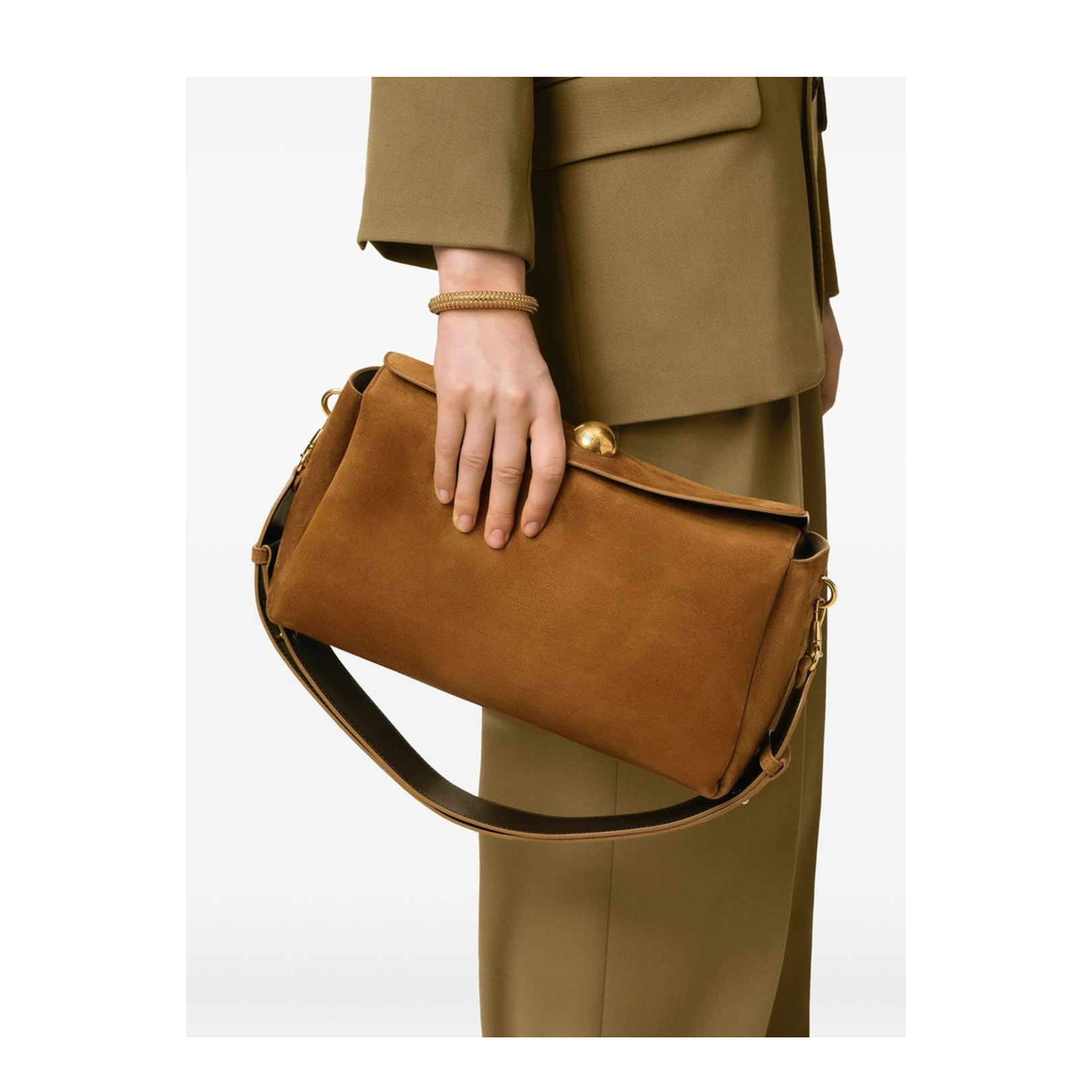 Hazelnut Brown Suede Leather Carrousel Medium Bag - Image 2