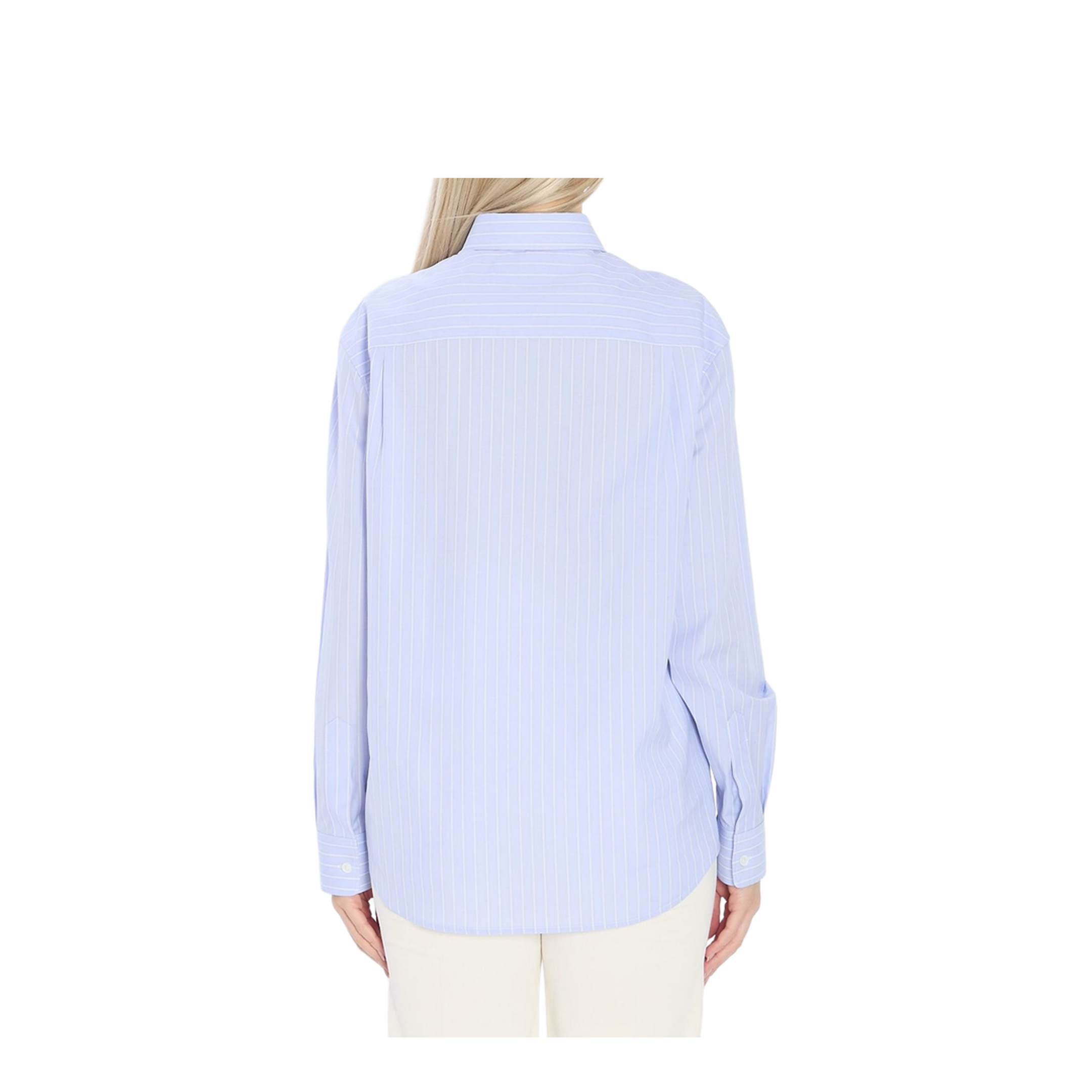 Light Blue Shirt with All-Over Stripe Motif and Embroidered - Image 3
