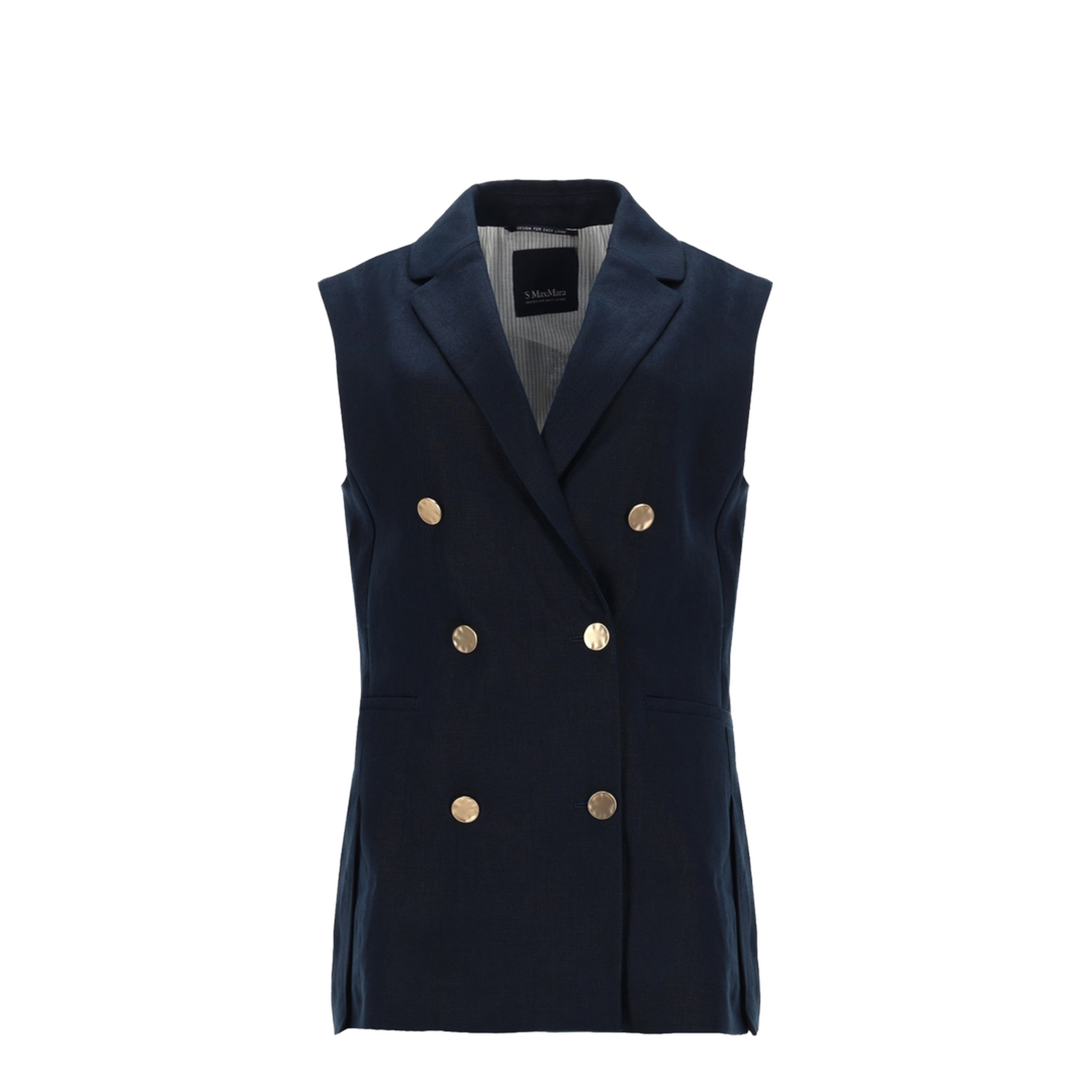 Double-Breasted Linen Mat Vest - Image 1