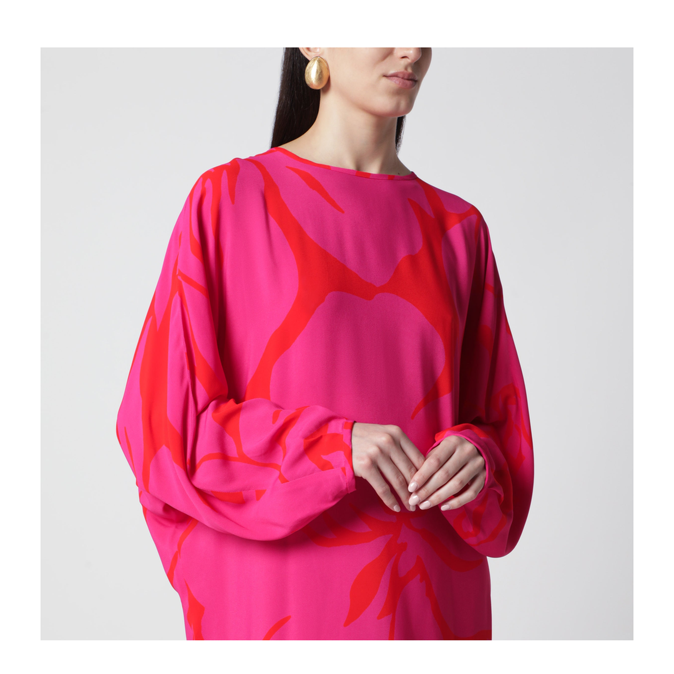 Dress with Fuchsia Print in Viscose - Image 2