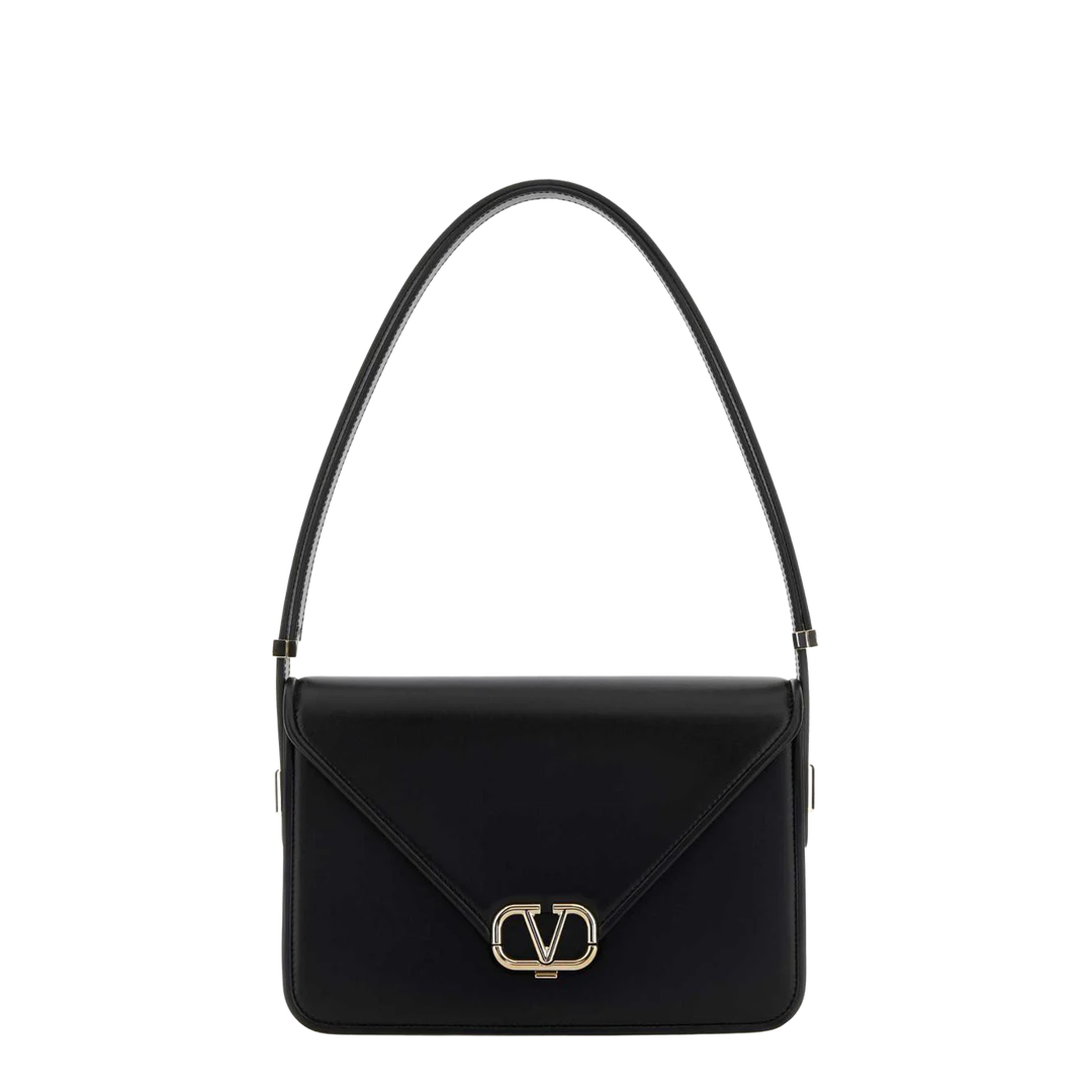 VLogo Leather Shoulder Bag - Black - Image 1