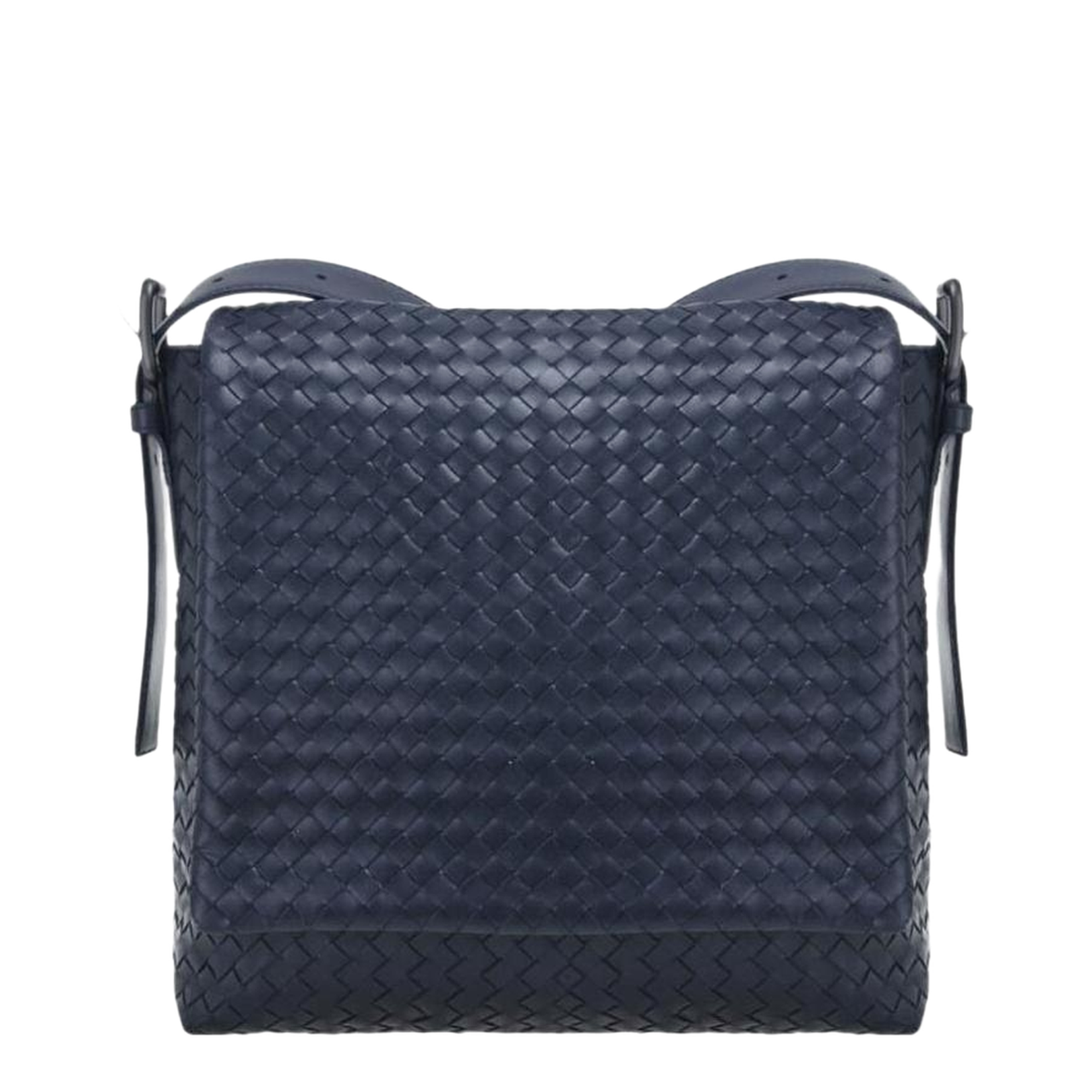 Intrecciato Leather Shoulder Bags - Navy blue - Image 1