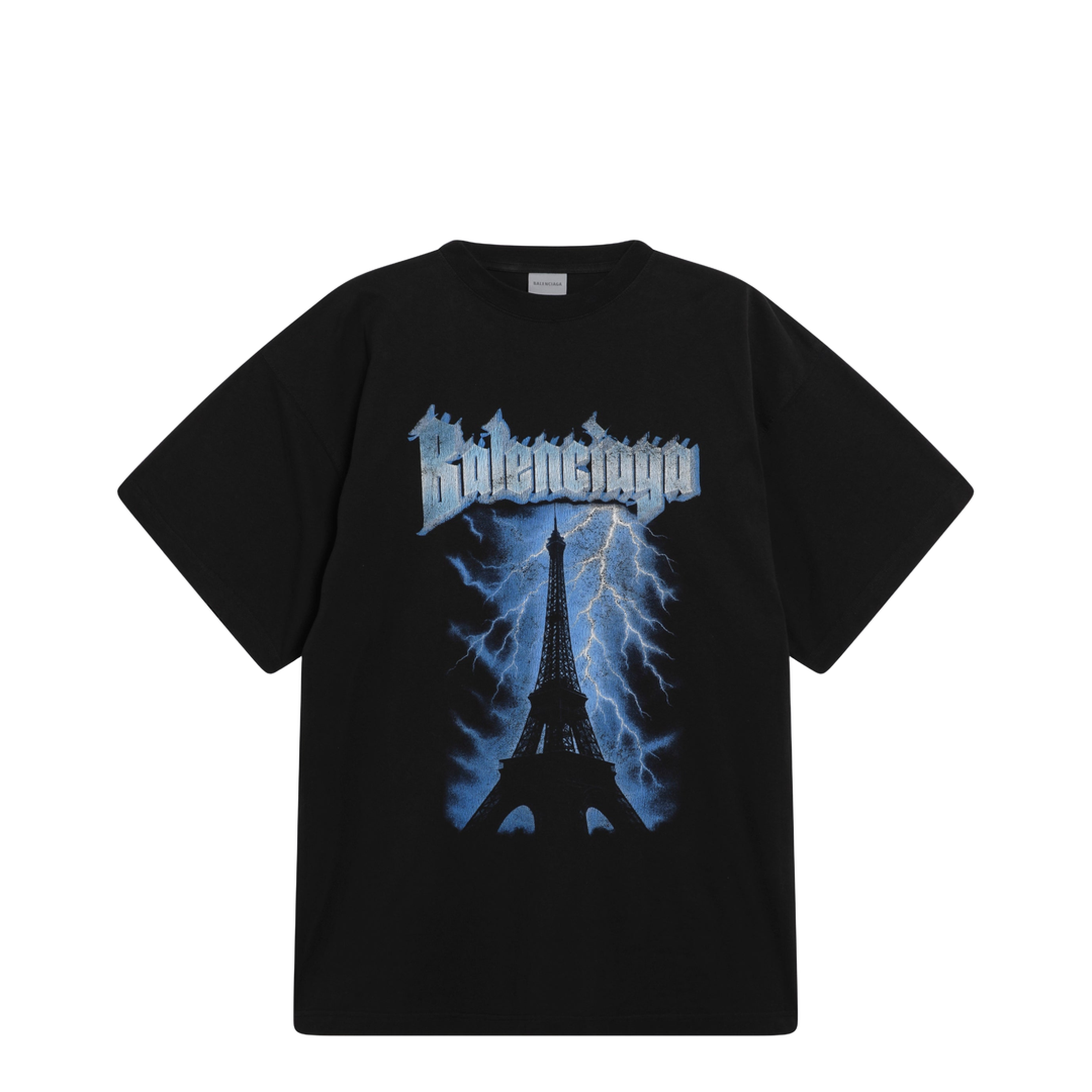 Paris Thunderstorm Oversized Black T-Shirt - Image 1