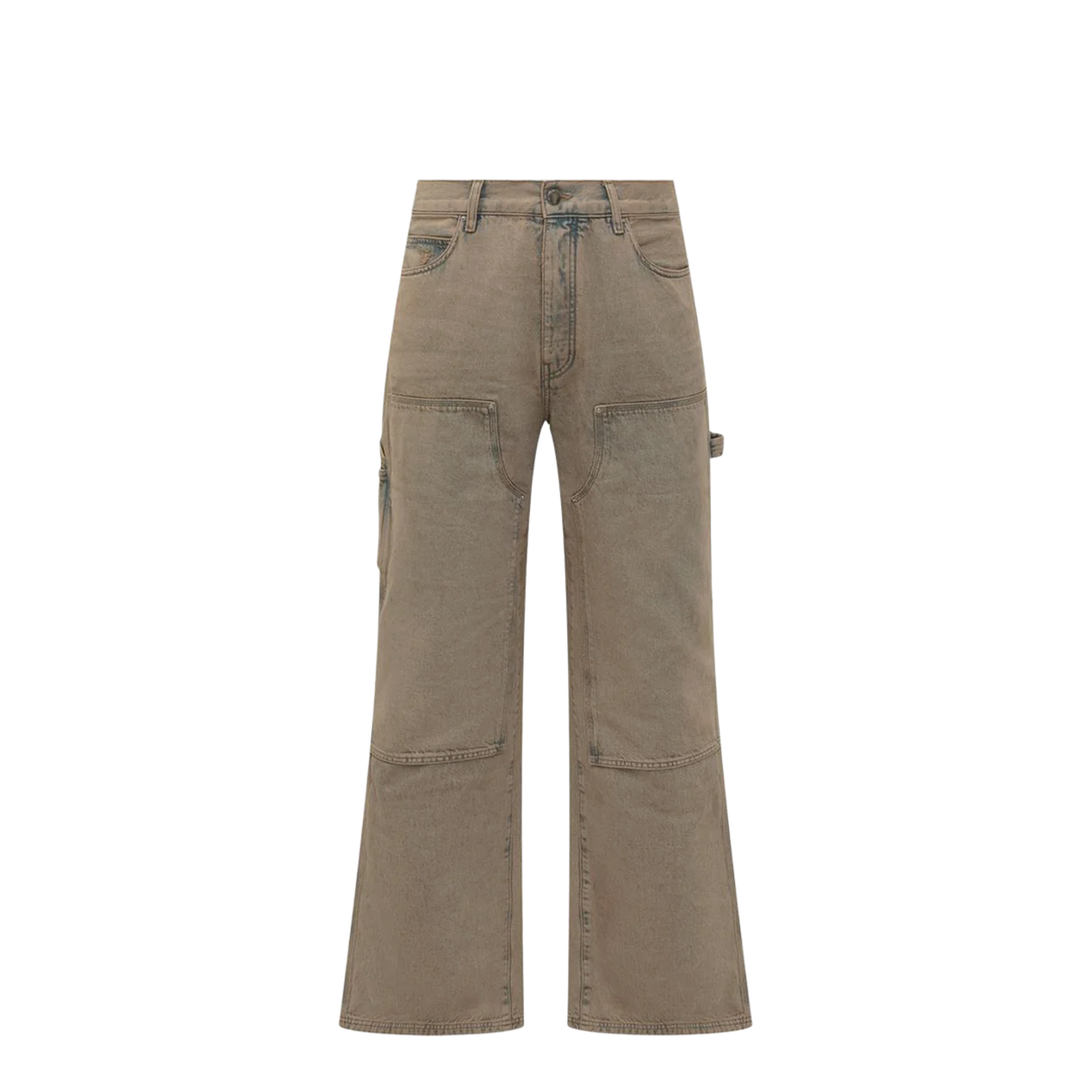 Beige Carpenter Multi-Pocket Denim Jeans - Image 1