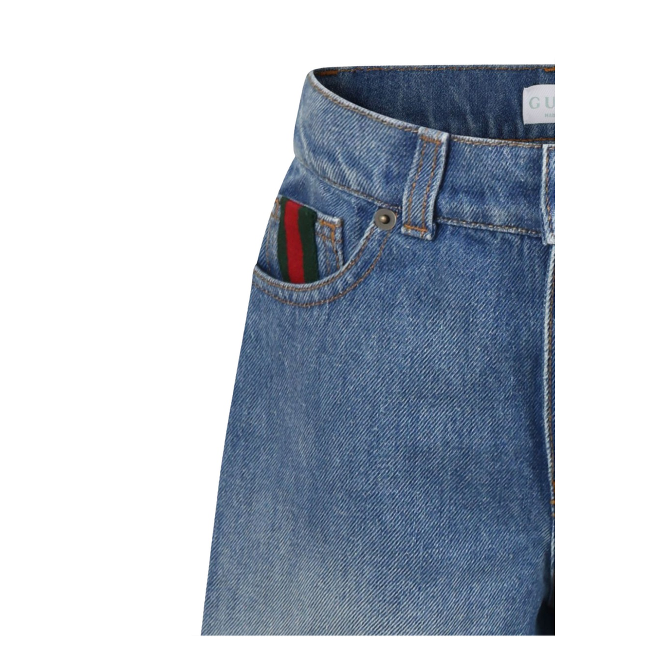 Denim Shorts with Web Ribbon - Image 3