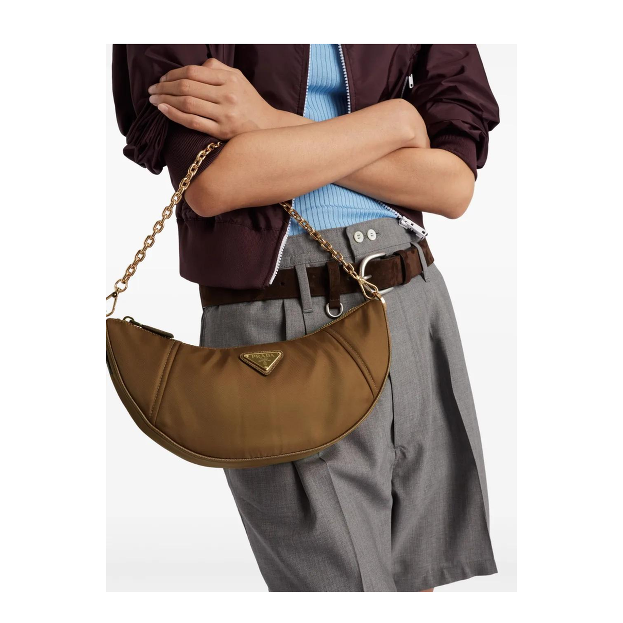 Demi-lune Re-Nylon Shoulder Bag - Brandy - Image 2