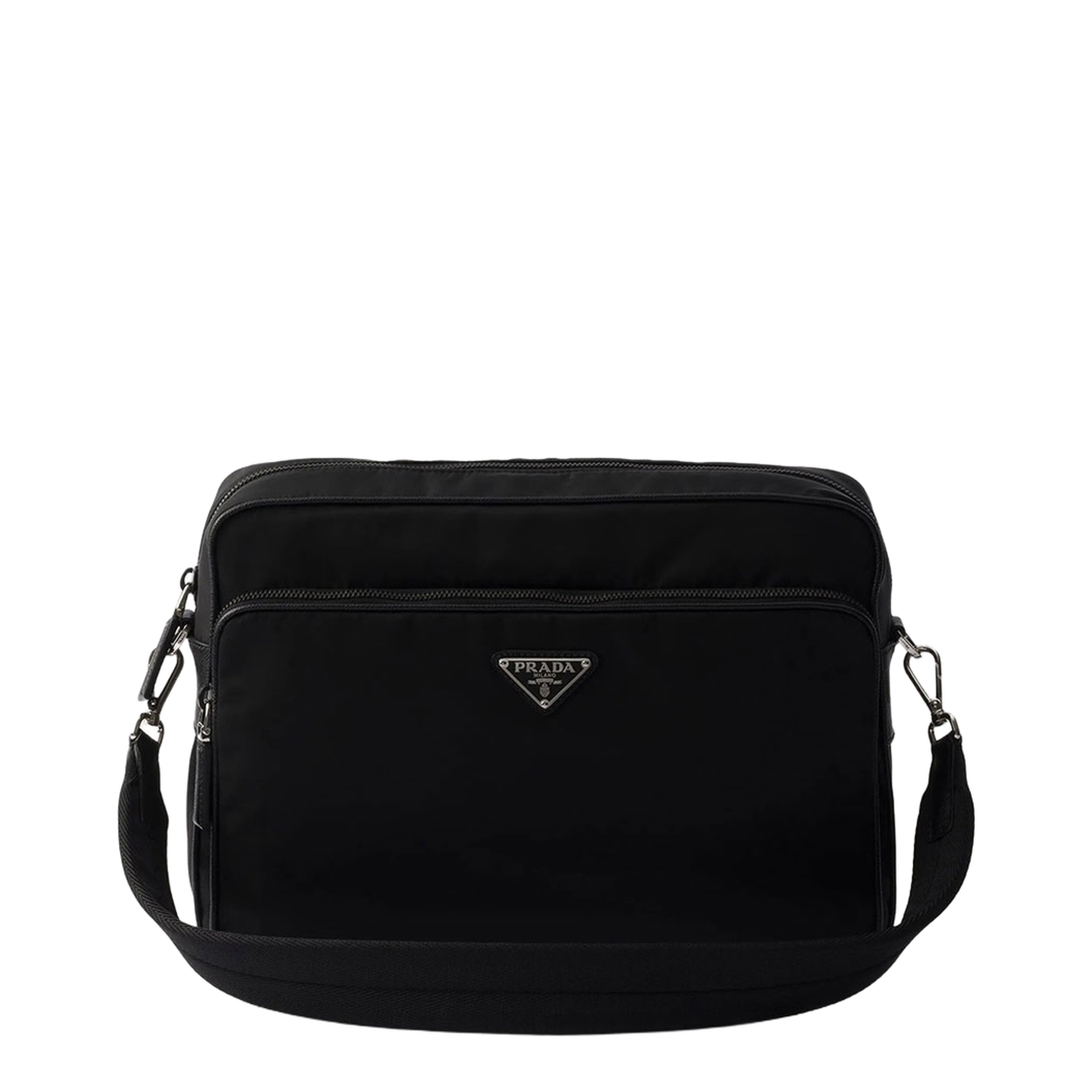 Logo-Plaque Re-Nylon Messenger Bag - Black - Image 1