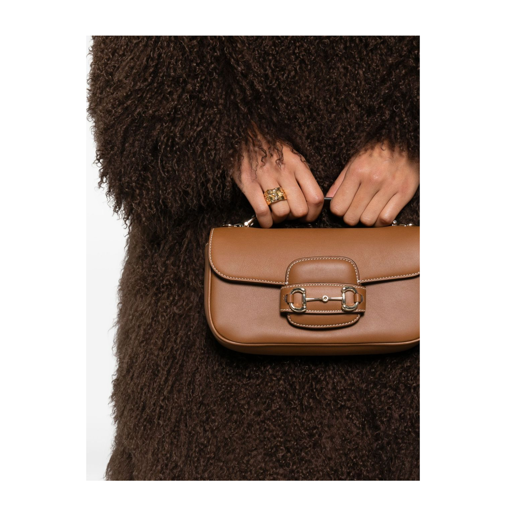 Horsebit 1955 Small Handle Bag Silk Nylon Brown - Image 2