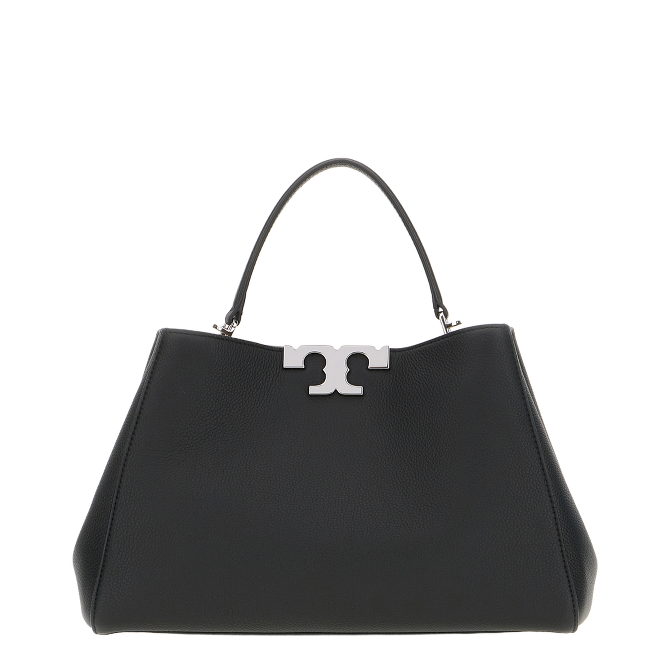Eleanor Soft Satchel Medium Pebbled Leather Bag - Black - Image 1