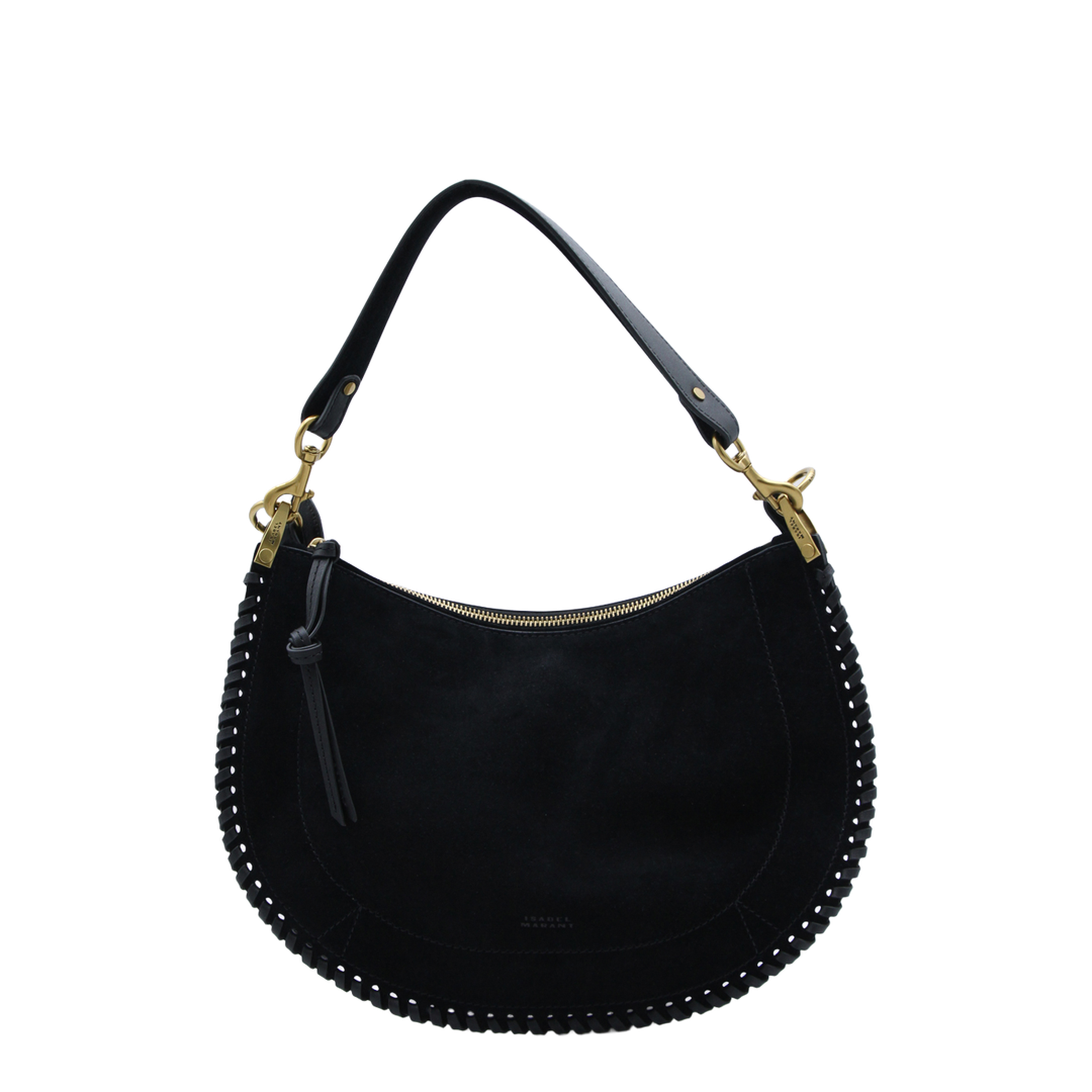 Oskan Soft Zip Smooth Studded Cowhide Leather Crossbody Bag - Black - Image 2