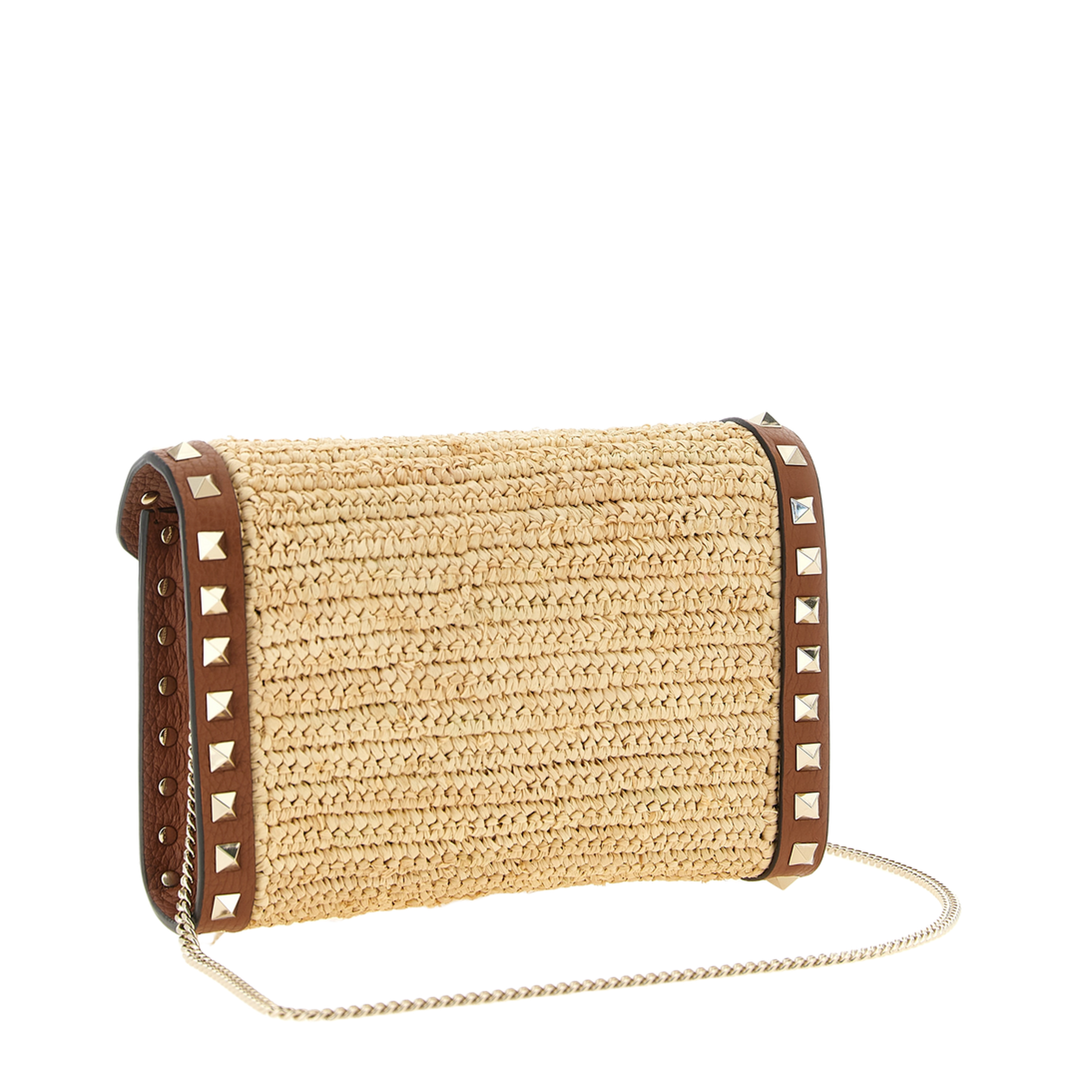 Rockstud Mini Raffia Shoulder Bag - Natural/saddle Brown - Image 2