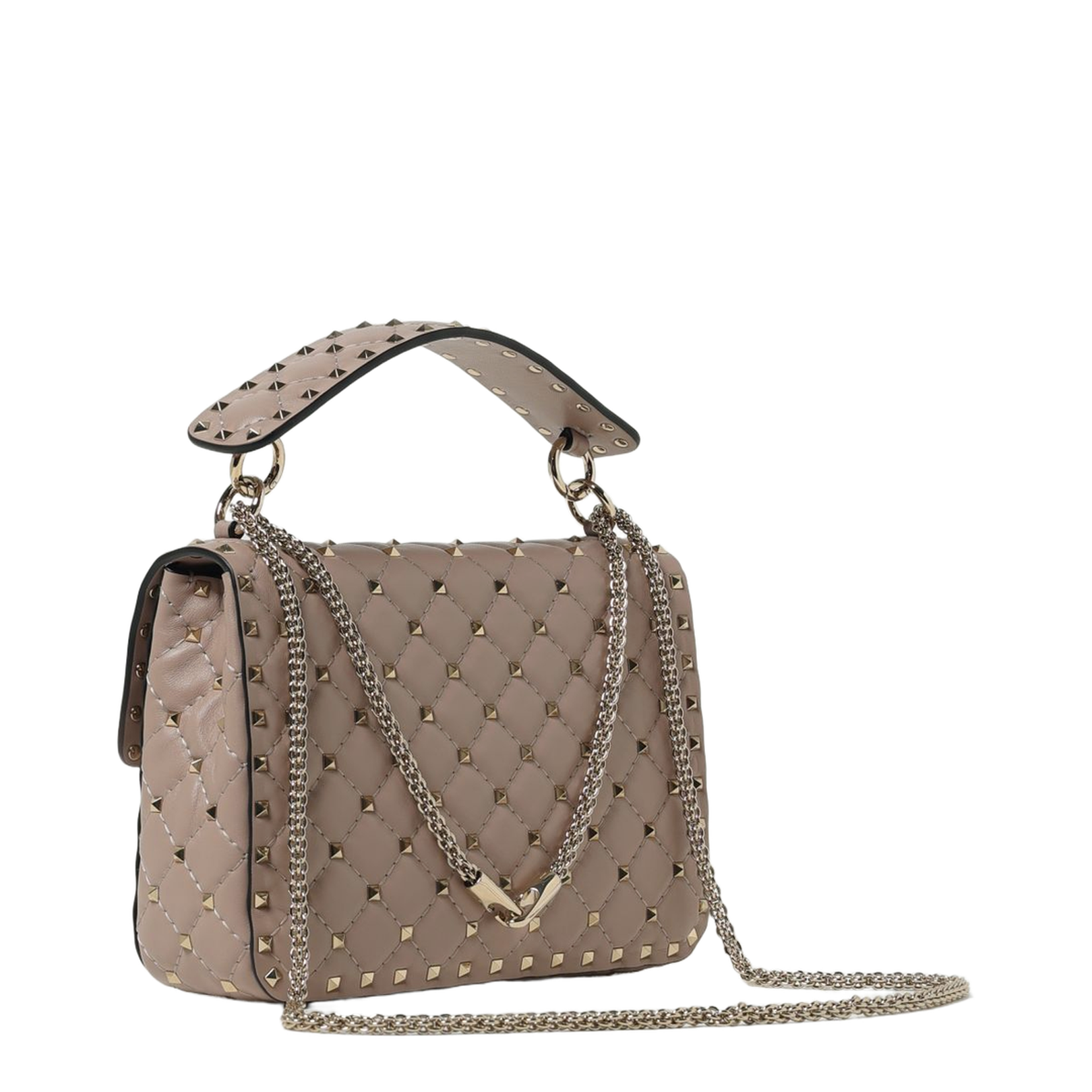 Antique Pink Nappa Leather Medium Rockstud Spike Handbag - Image 6