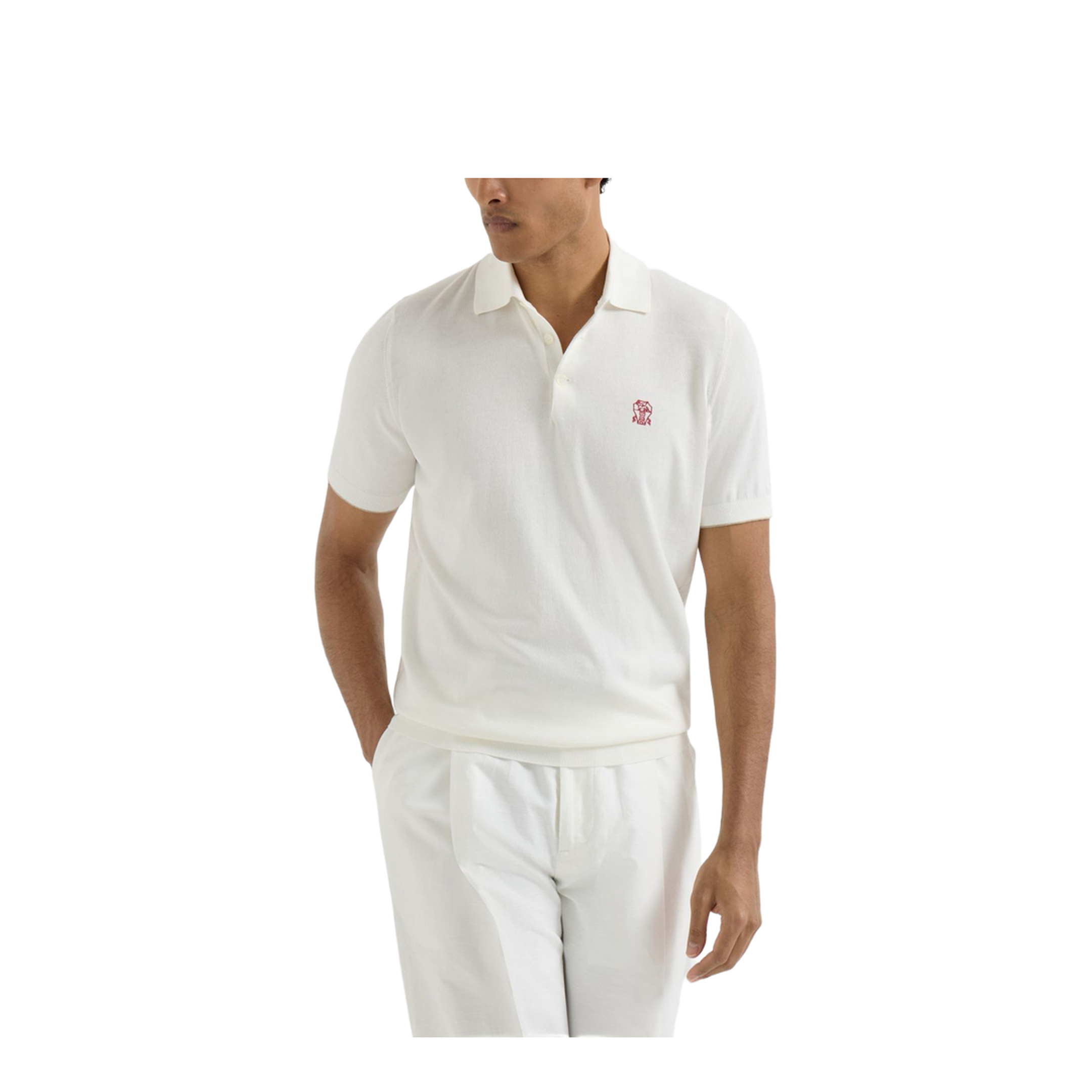 Polo Shirt Cotton Knit White - Image 5