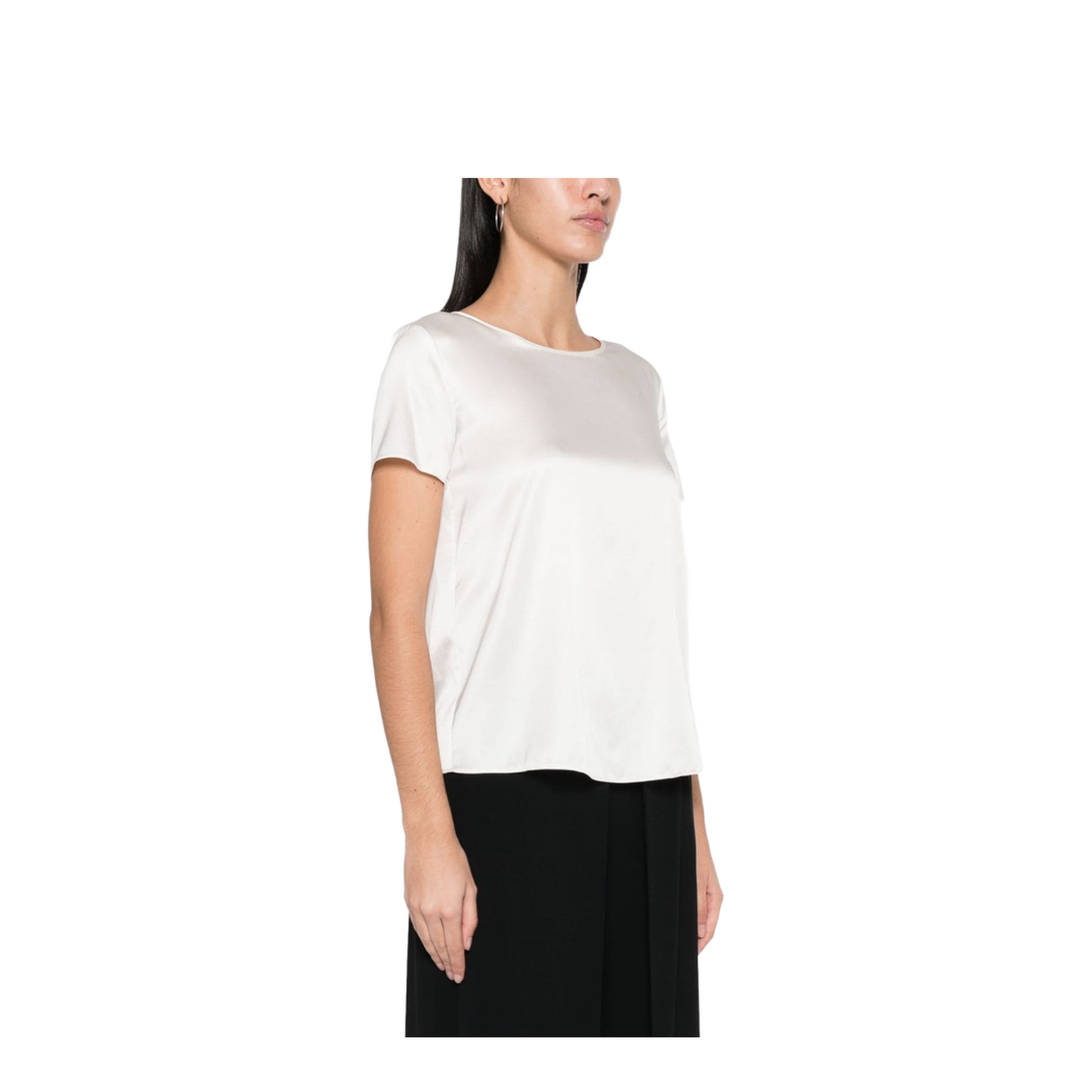White Stretch-Silk Satin Weave Top - Image 4