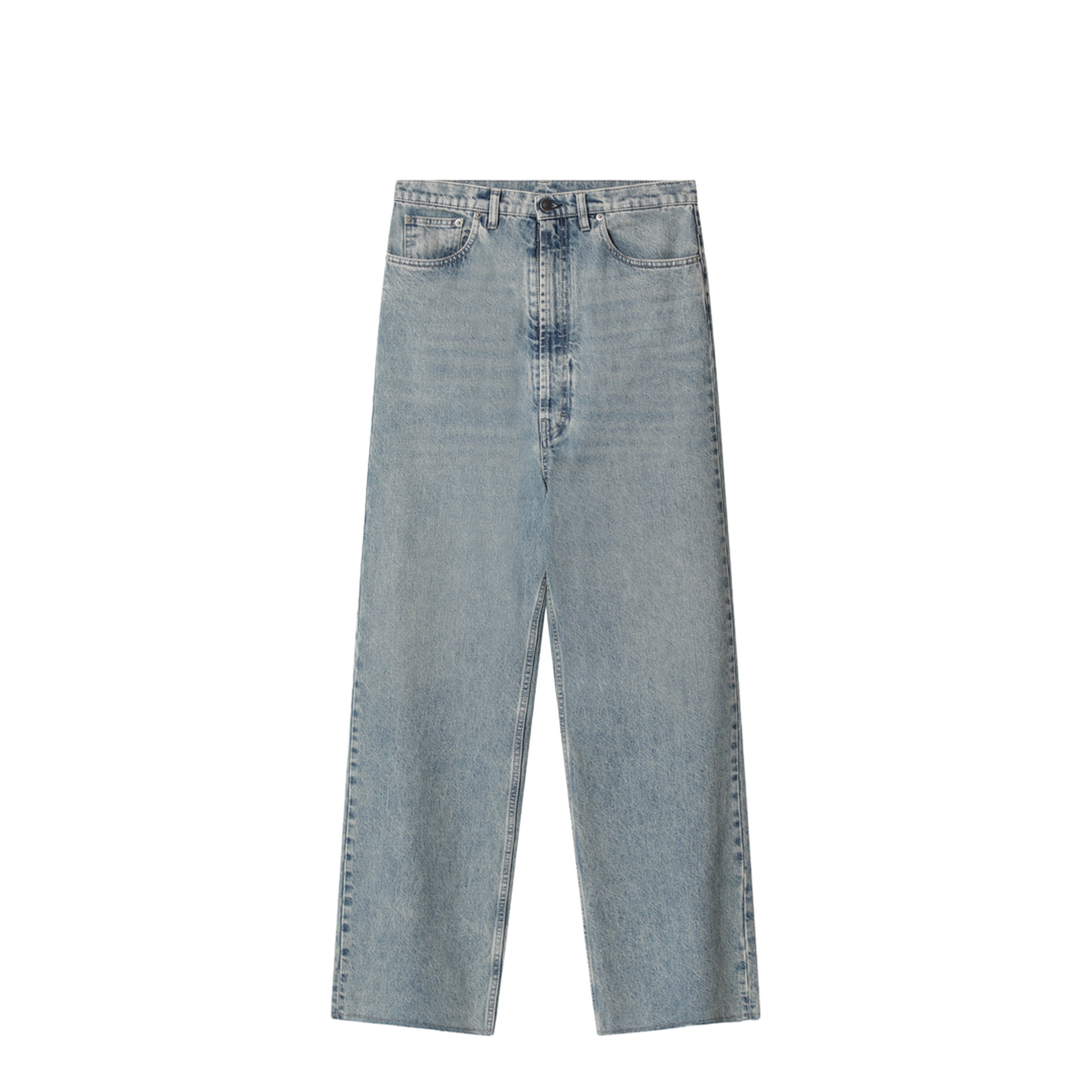 Wide-Leg Jeans In Cotton In Ice Blue - Image 1