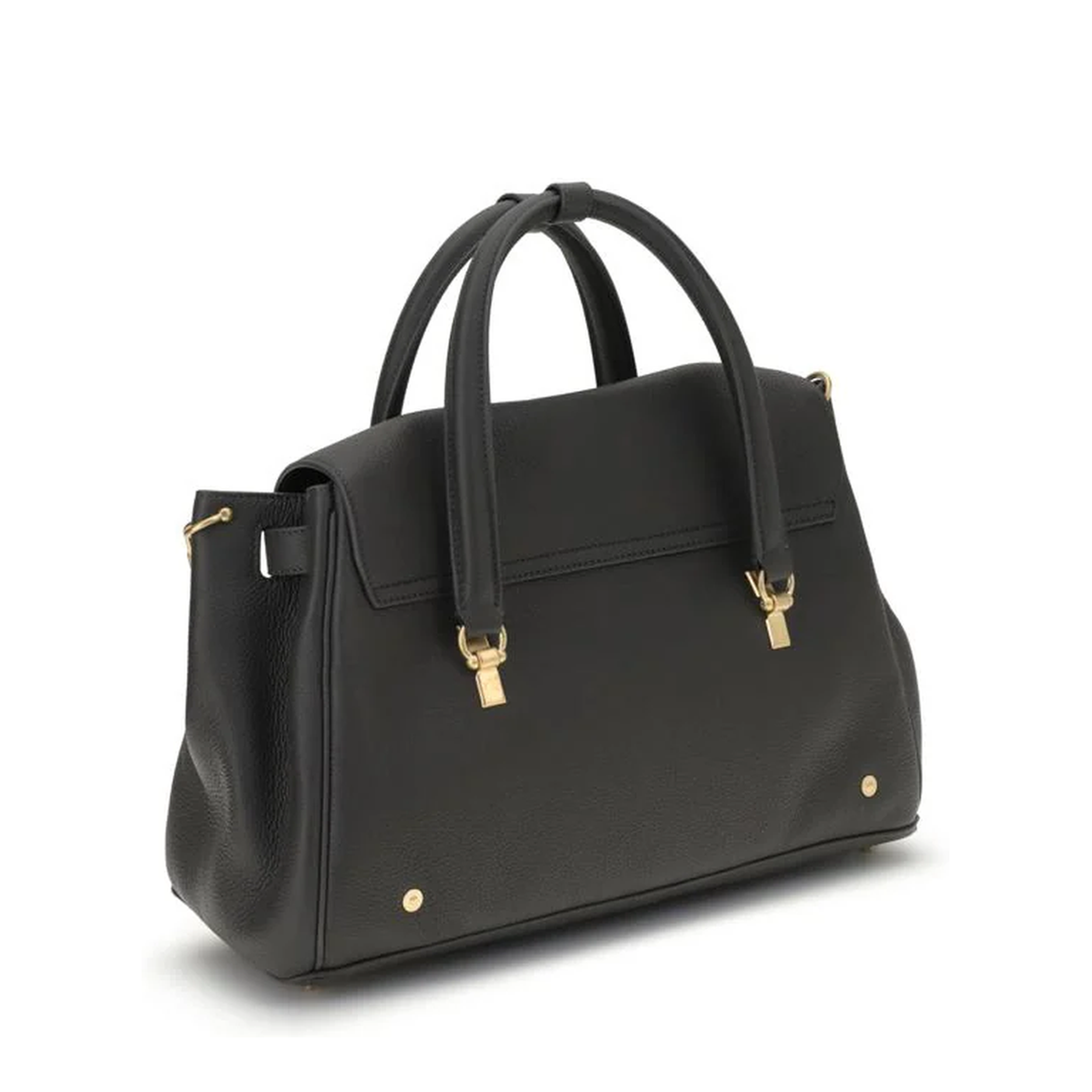 Leather Chain Strap Shoulder Bag Black - Image 3