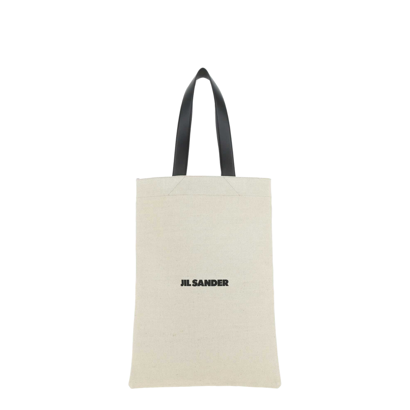 Logo-Print Flat Shopper Tote Bag - Natural/Black - Image 1