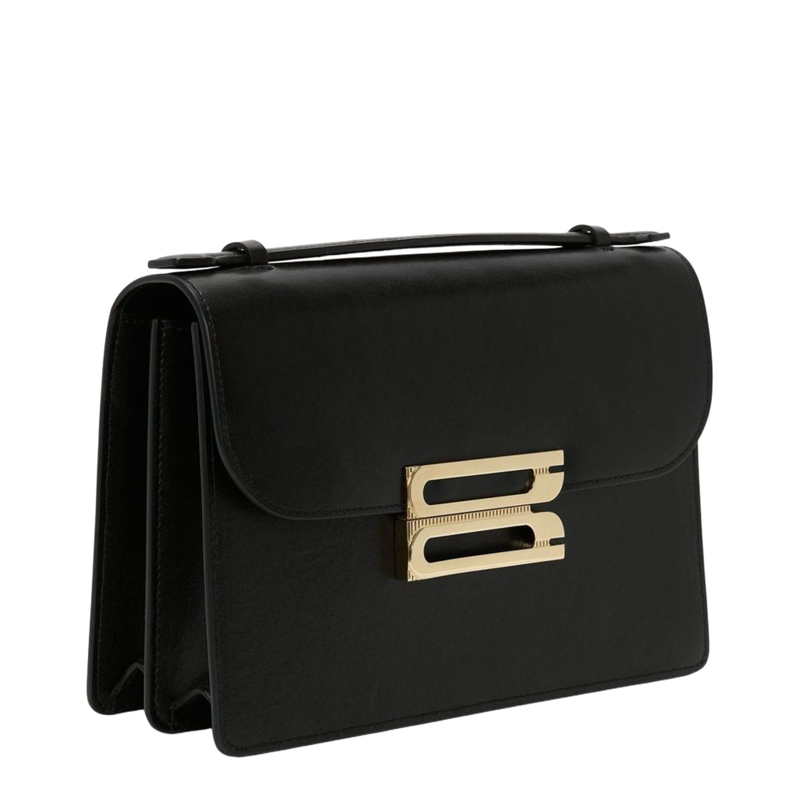 Dorian Medium Calf Leather Shoulder Bag - Black - Image 5