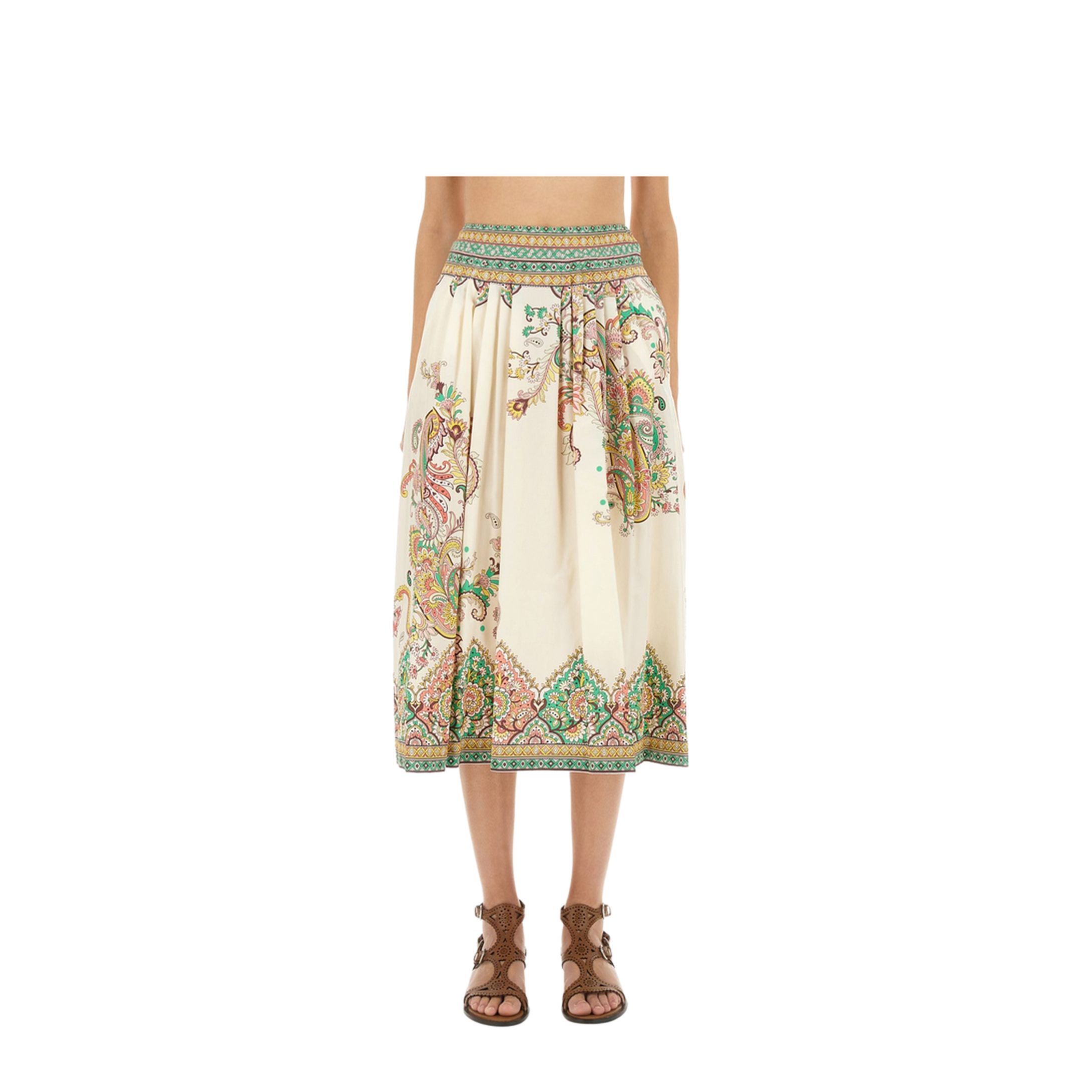 Paisley Floral Print Midi Skirts - Image 1