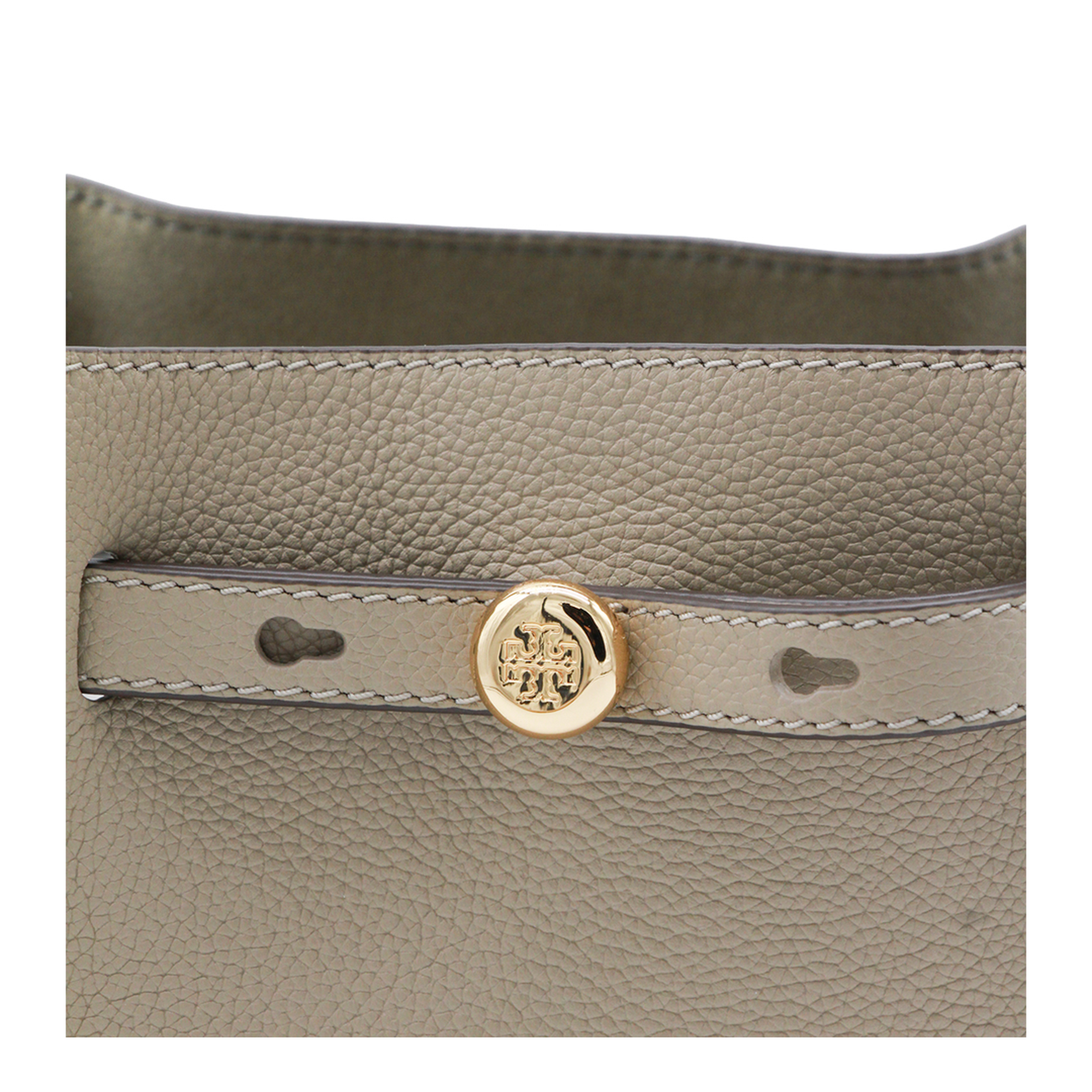 Romy Medium Pebbled Leather Bucket Bag - Soft Cement - Image 7