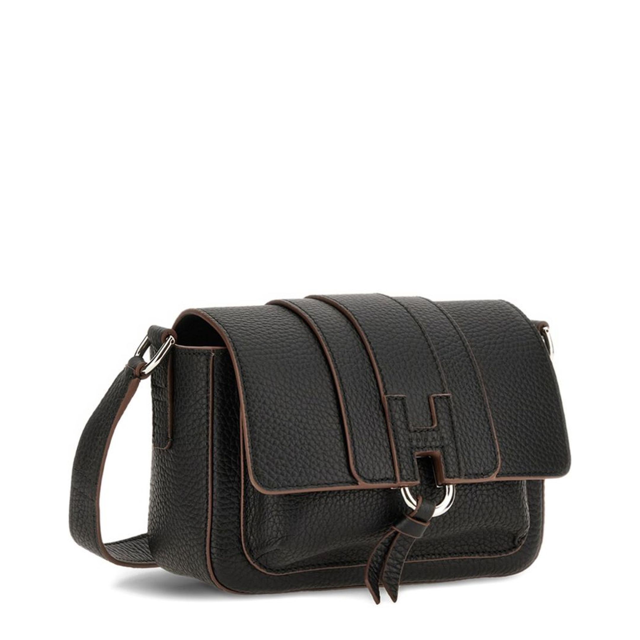 Trend Grained Leather Crossbody - Black - Image 3