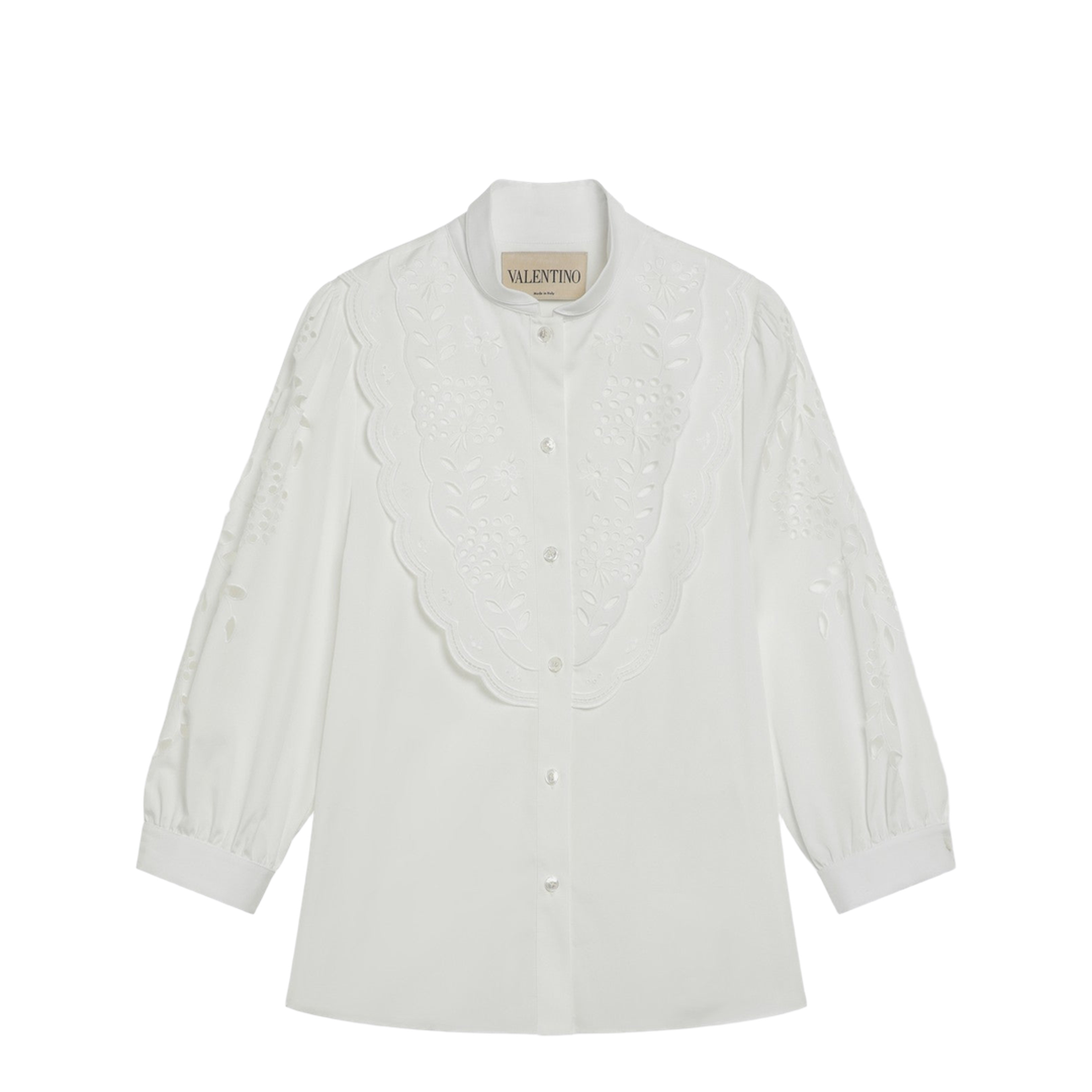 White Shirt with Sangallo Embroidery - Image 1