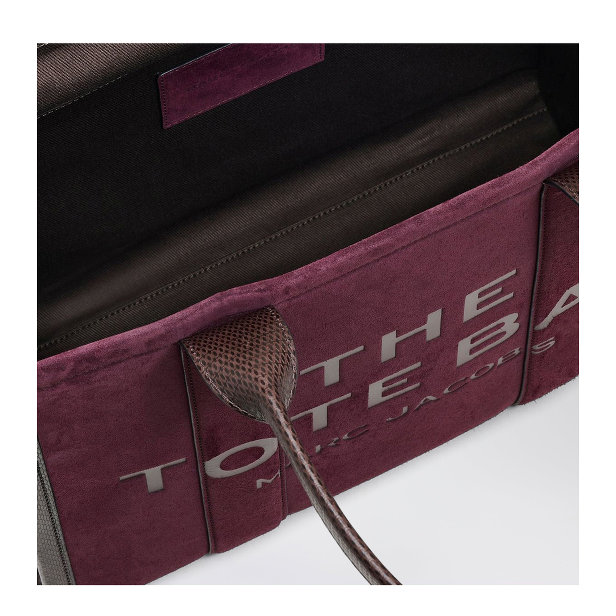 The Large Tote Bag In Suede Dark Plum - Image 2
