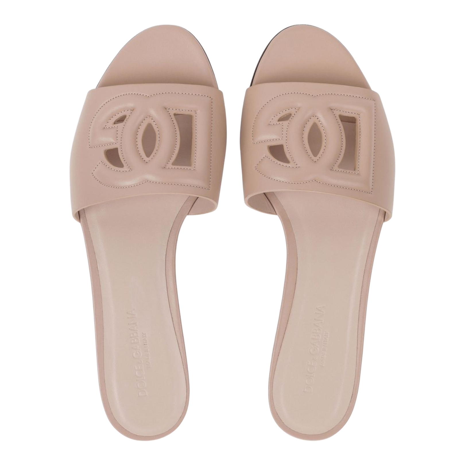 Calfskin Slides with Logo in Pale Pink - Image 3