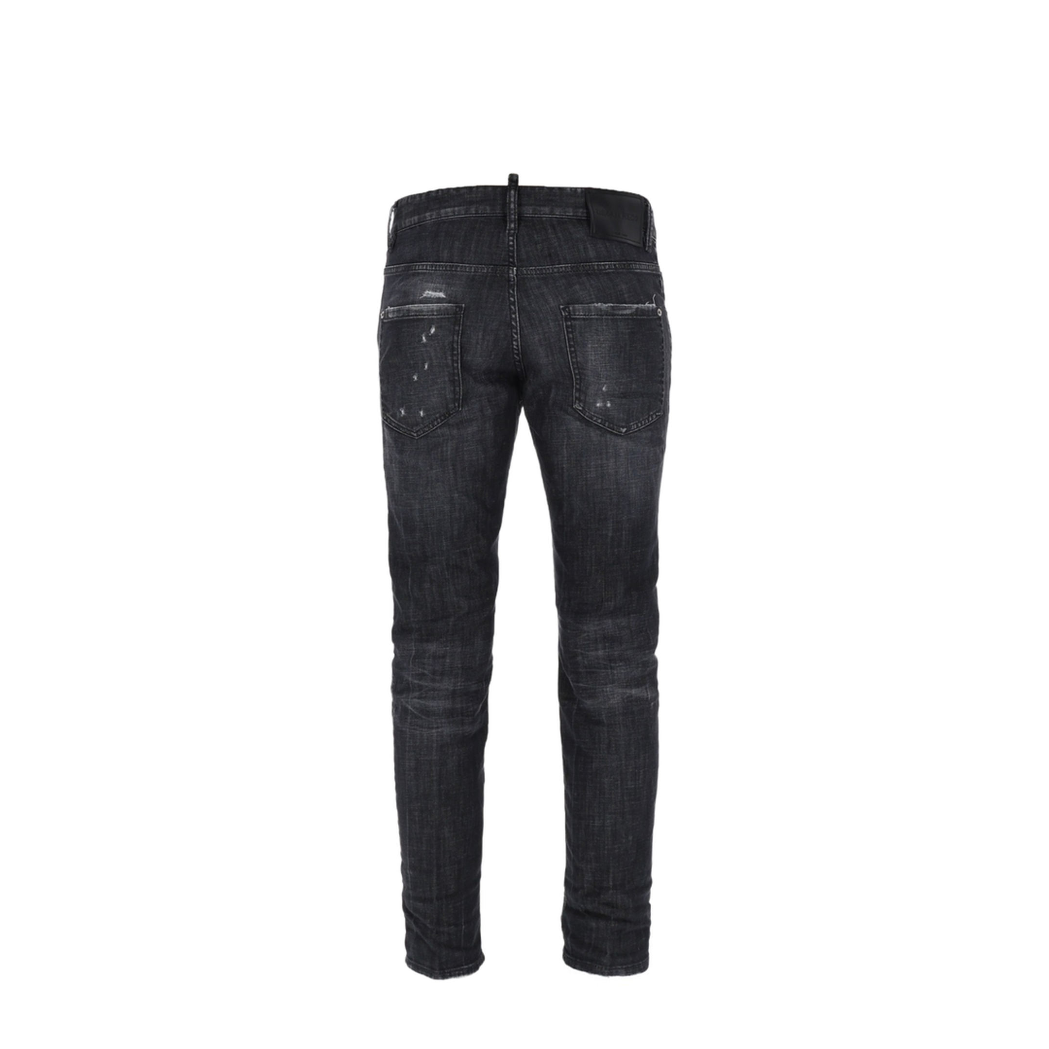 Black Washed-Effect Distressed Jeans - Image 3