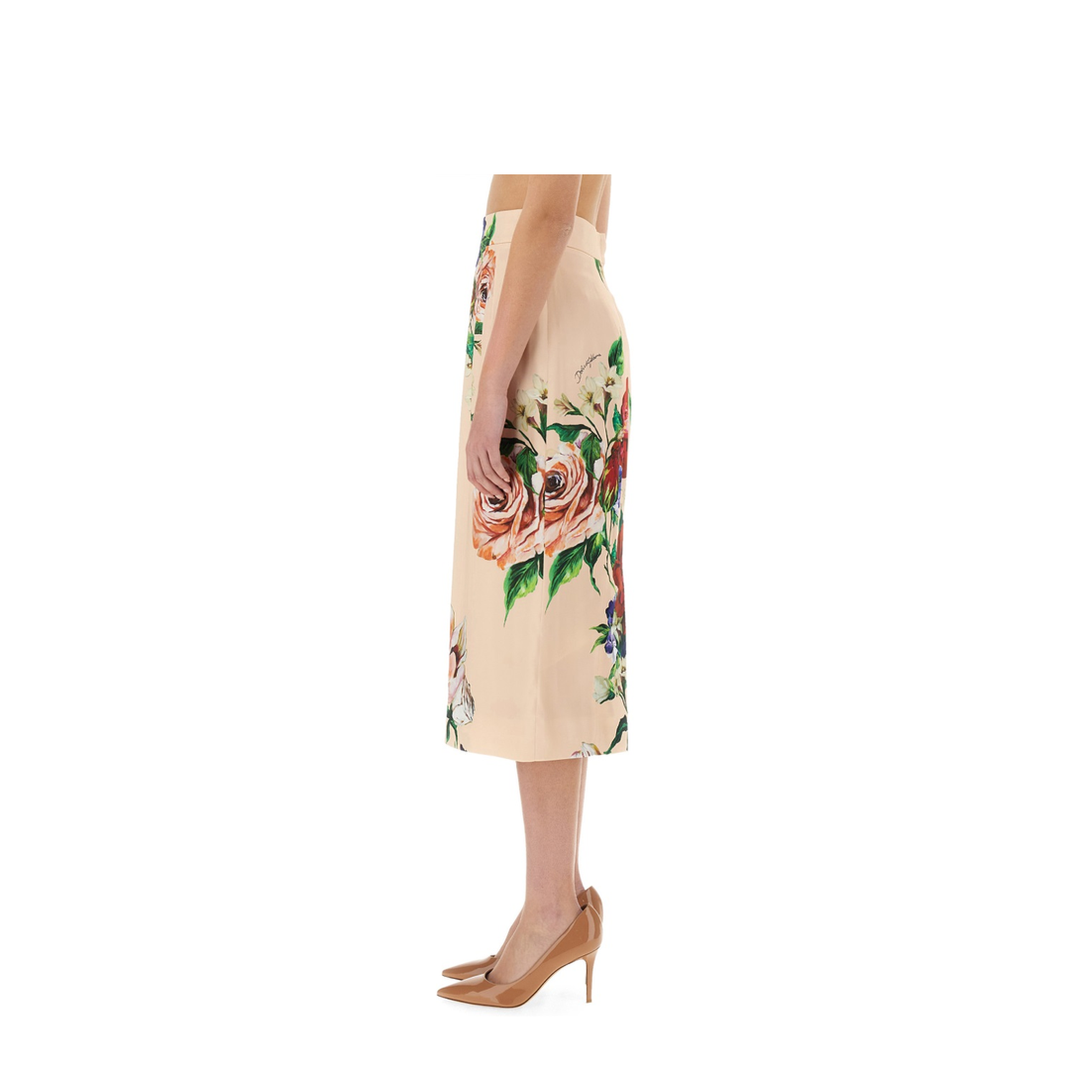 Flower Print Satin Midi Pencil Skirt - Image 4