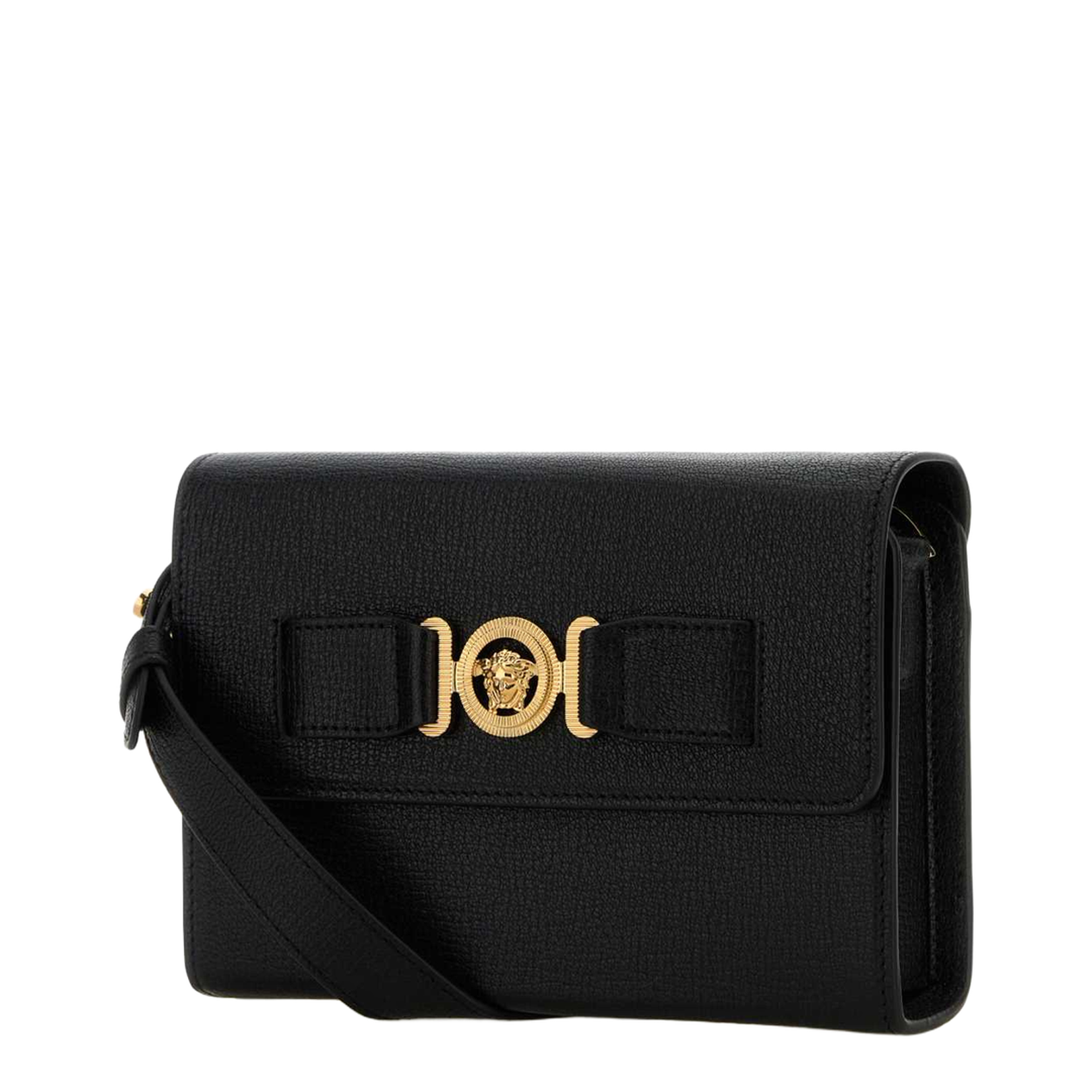 Medusa Biggie Goat Leather Messenger Bag - Black/Gold - Image 2