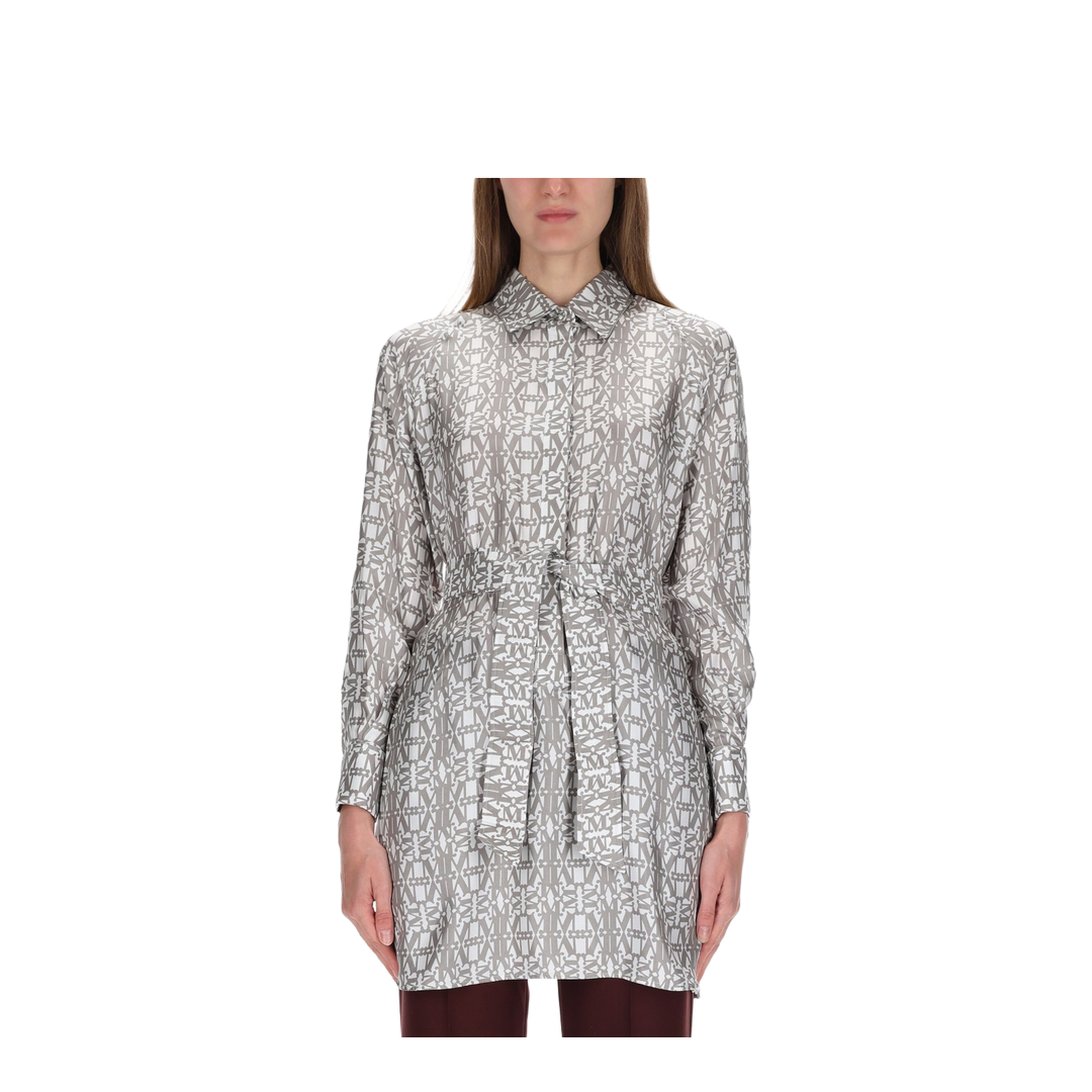 Printed Silk Chemisier Dress - Image 1