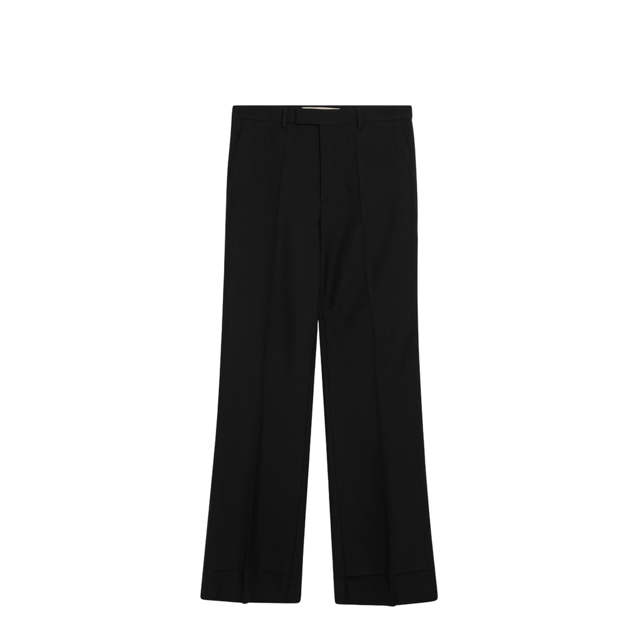 Black Flared Trousers with Pleats on Front - Image 1