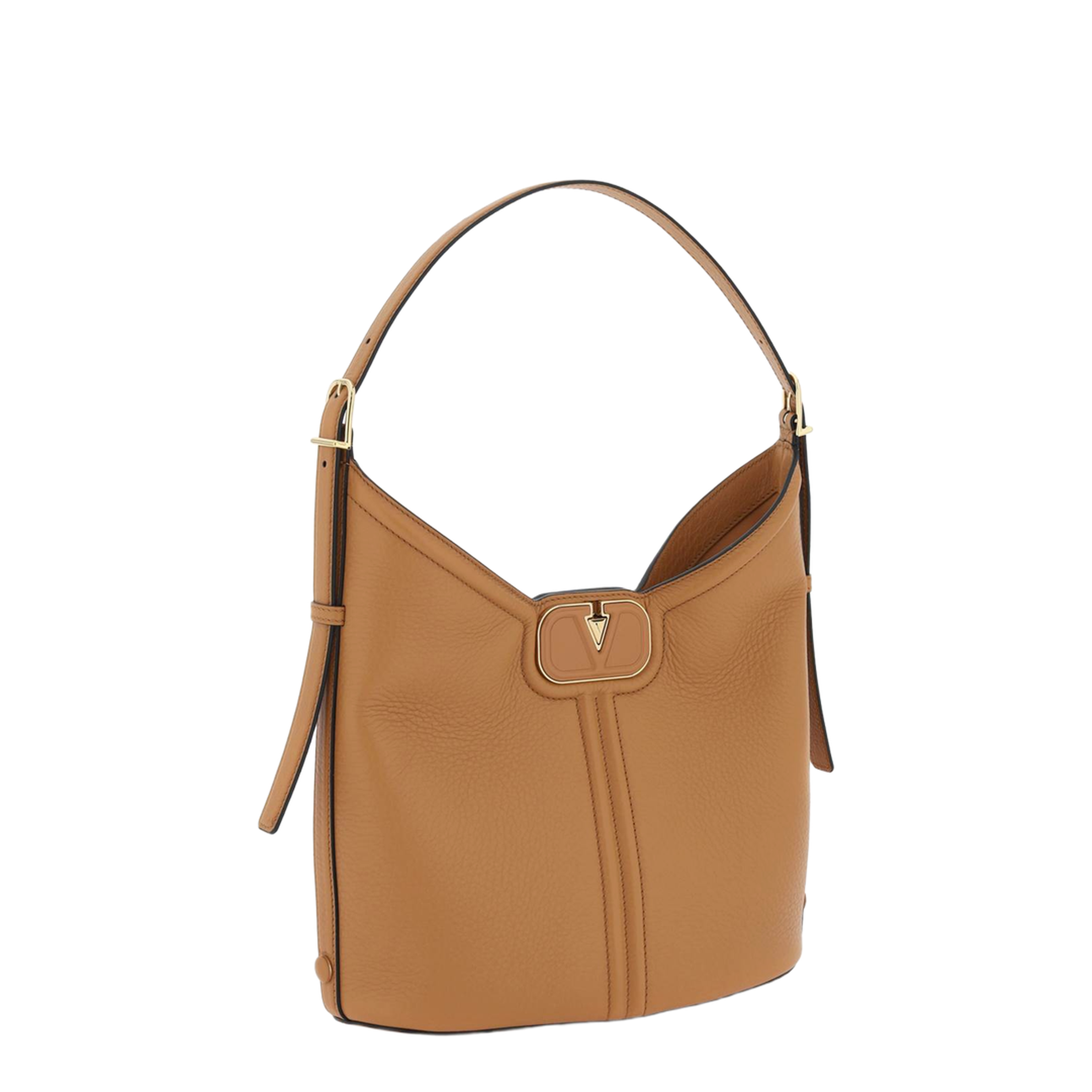 Camel Leather Vlogo Handbag - Image 4