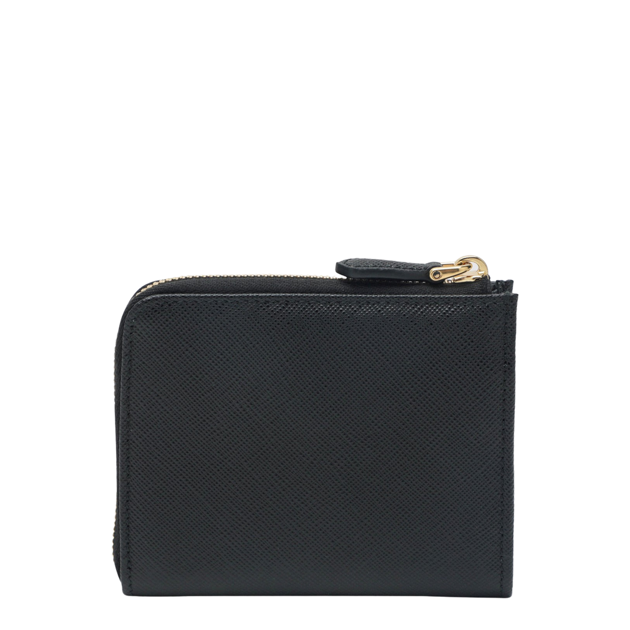 Small Saffiano Leather Zip-Around Wallet - Black - Image 2