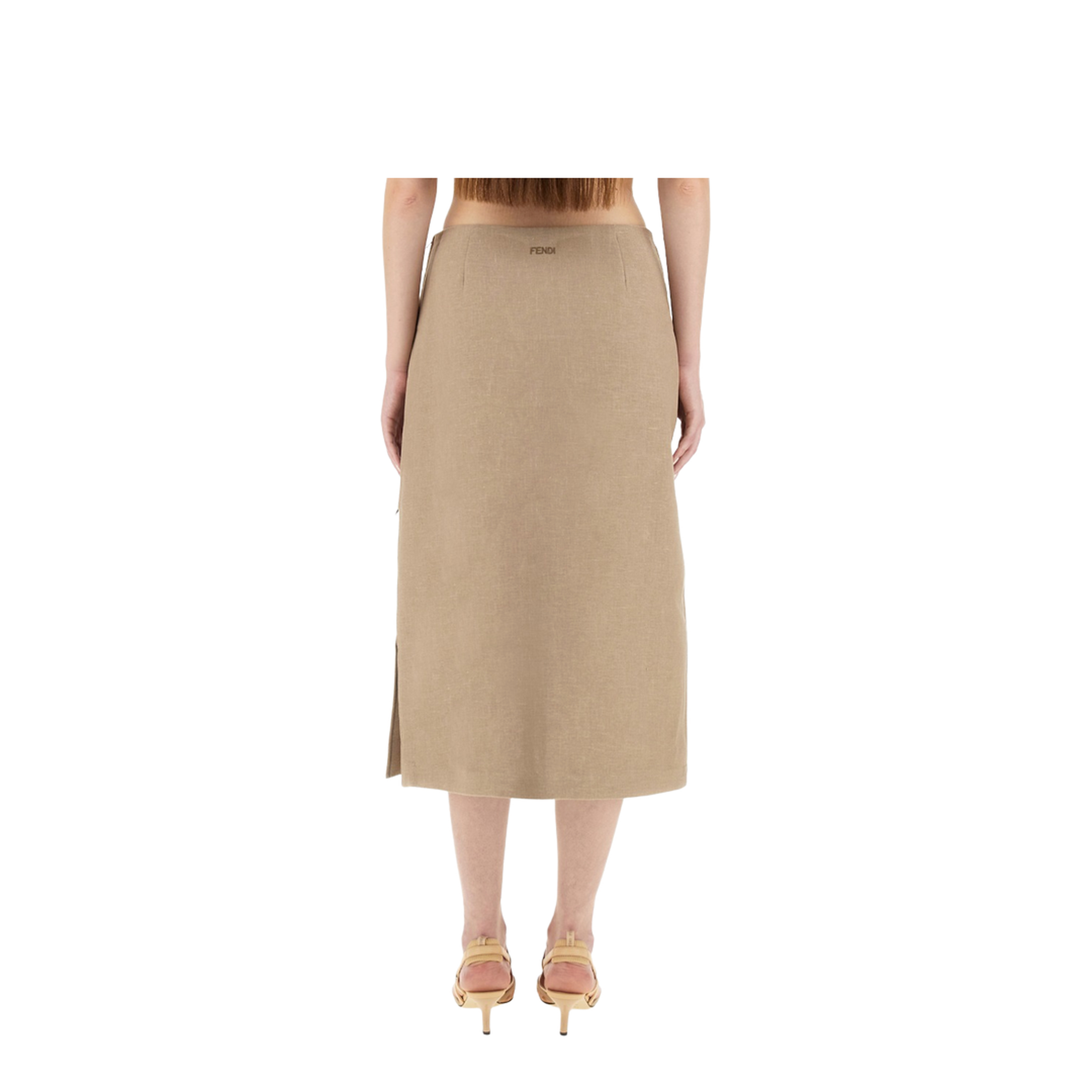 Linen Beige Longuette Skirt - Image 3