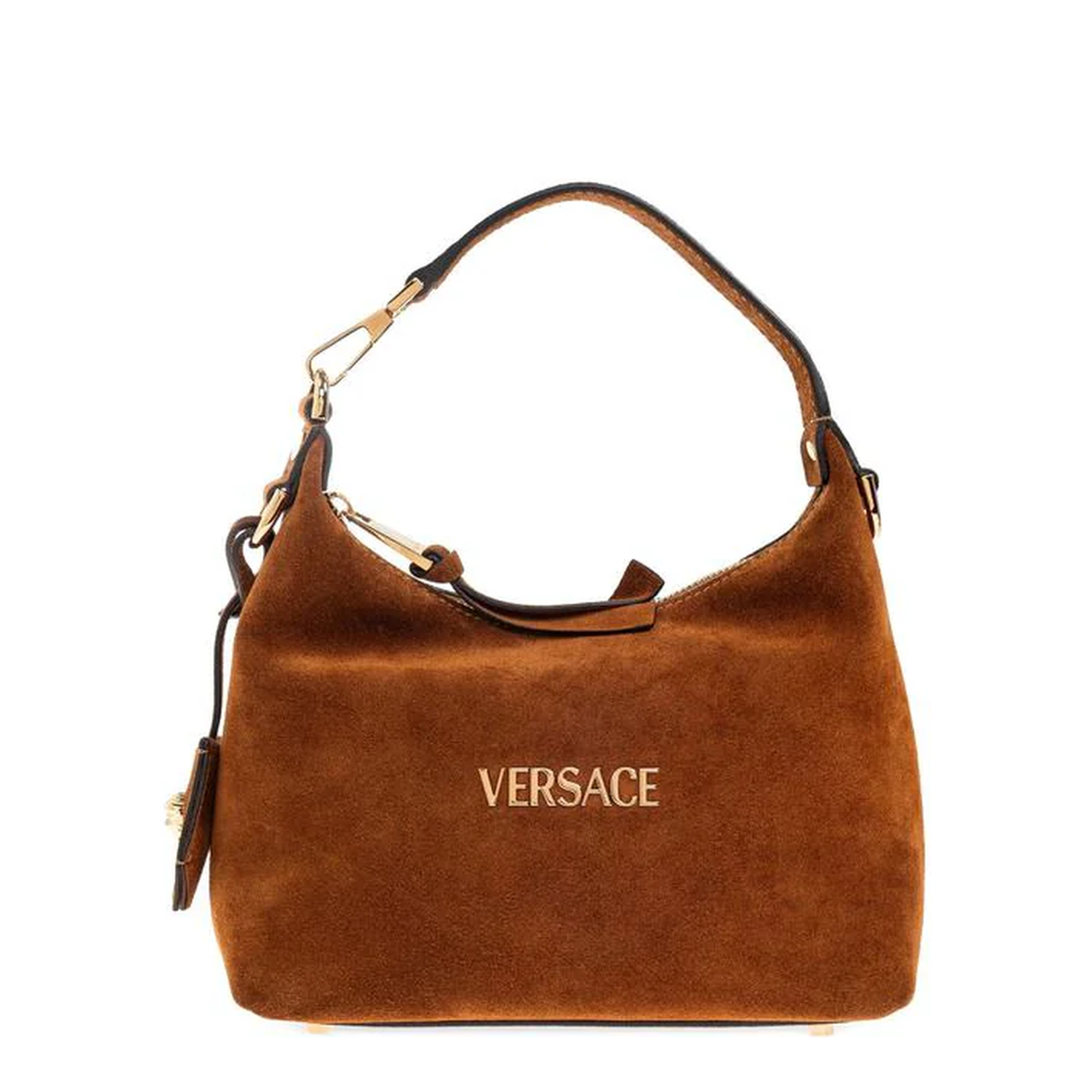 Logo-Lettering Tote Bag Suede Brown - Image 1