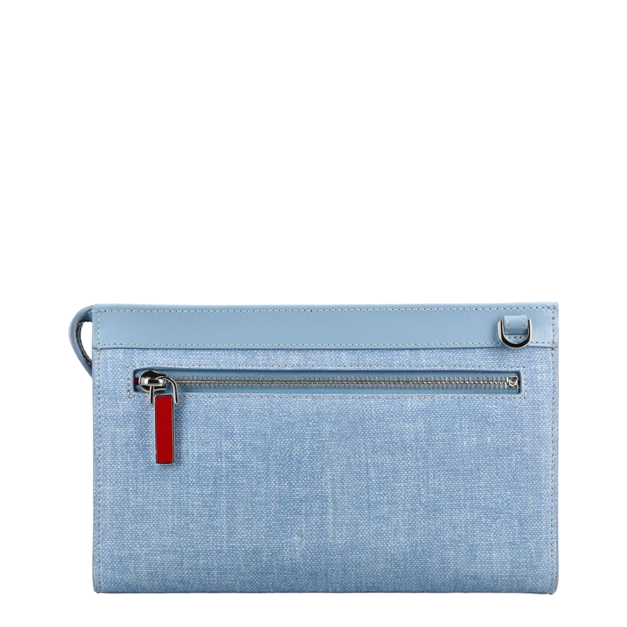 Funky Crosta Calf Leather Canvas Texture Crossbody - Ceruleo / Silver - Image 3