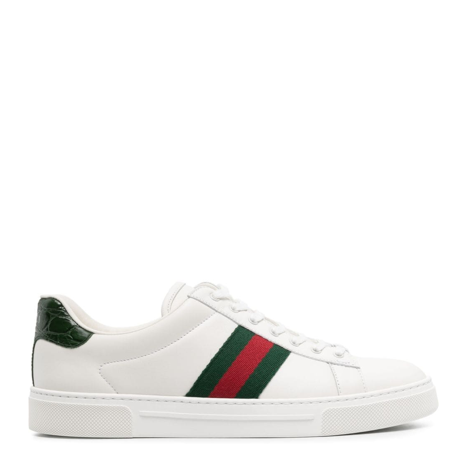 Ace Trainer with Web in White Leather - Image 1