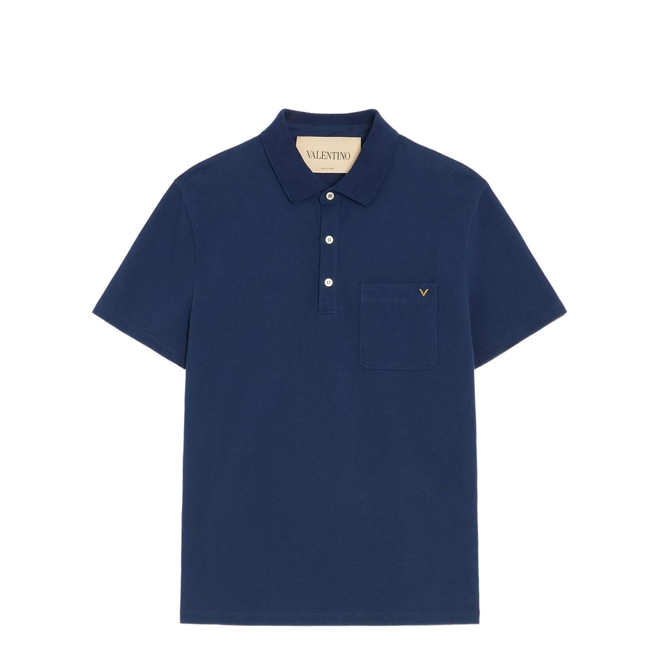 Polo Shirt in Cotton Piqué with Vgold - Image 1