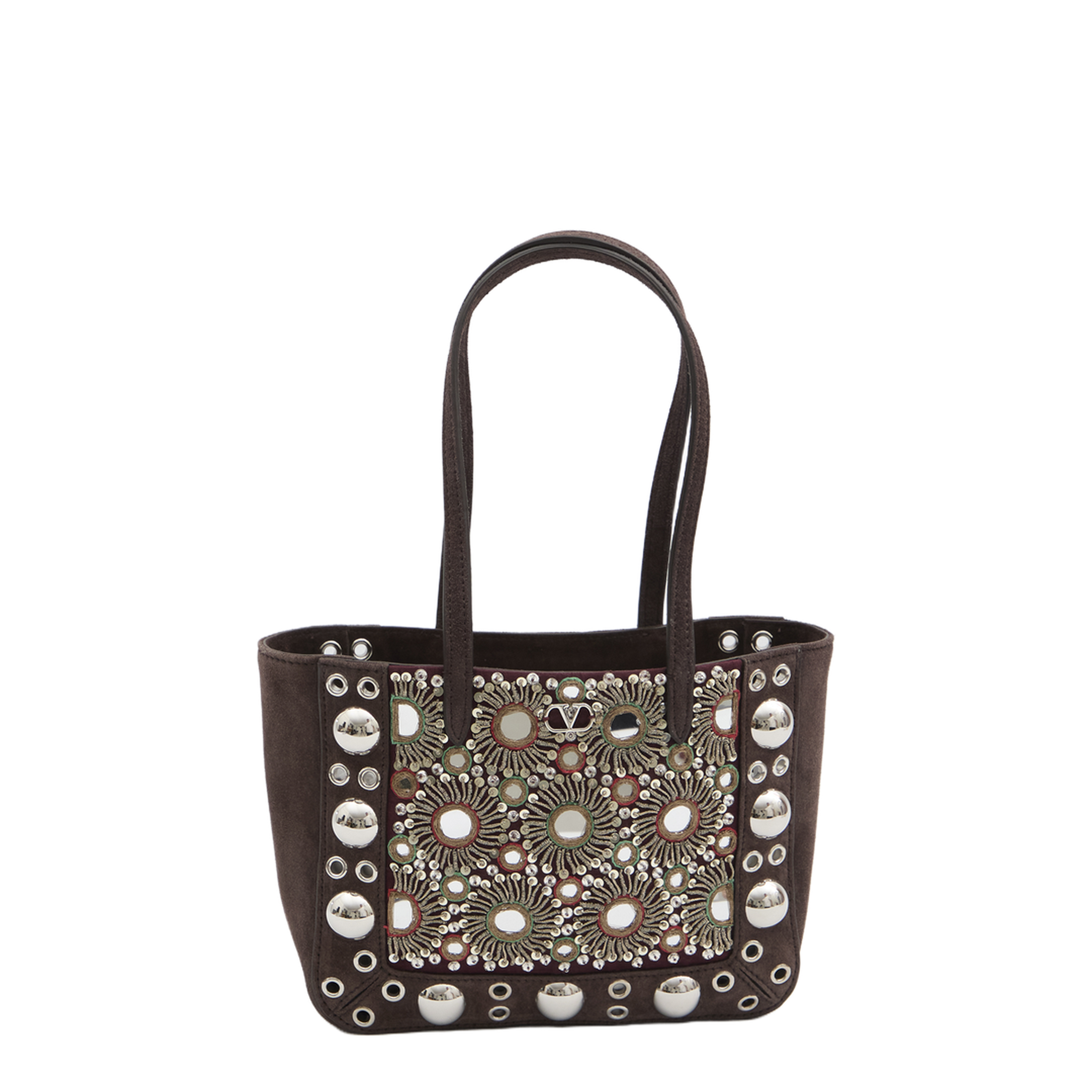 Nellcôte Mini Suede Calfskin Shopping Bag - Dark Brown - Image 1