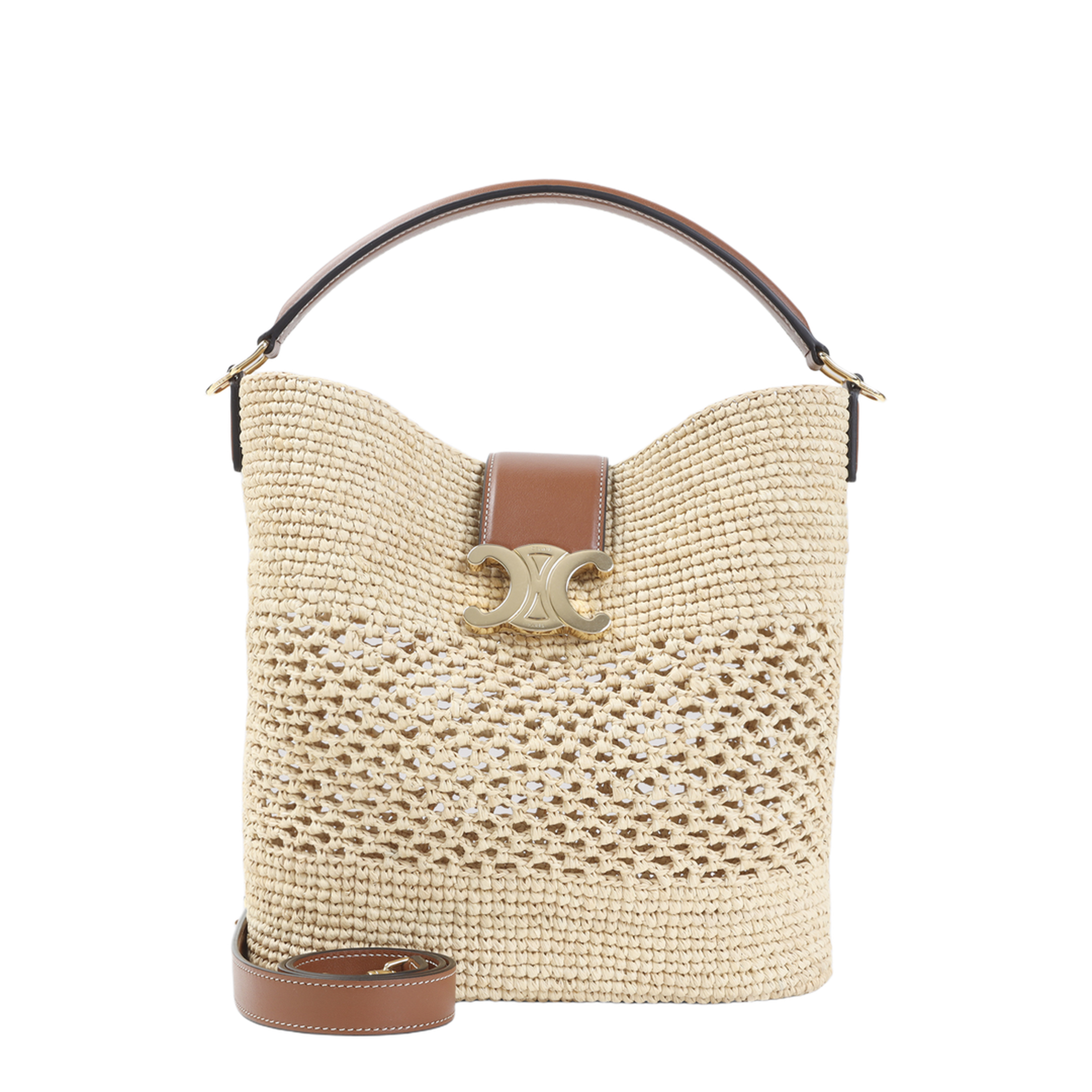 Louise Medium Raffia Bucket Bag - Natural Tan - Image 1